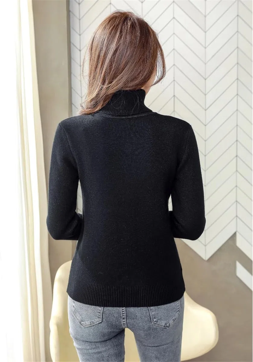DYJAGYO Maglione invernale in pile a maglia spessa, Maglione di lana da donna, Maglione girocollo caldo da donna, Maglione a collo alto in pile da donna (Medium,Oatmeal)