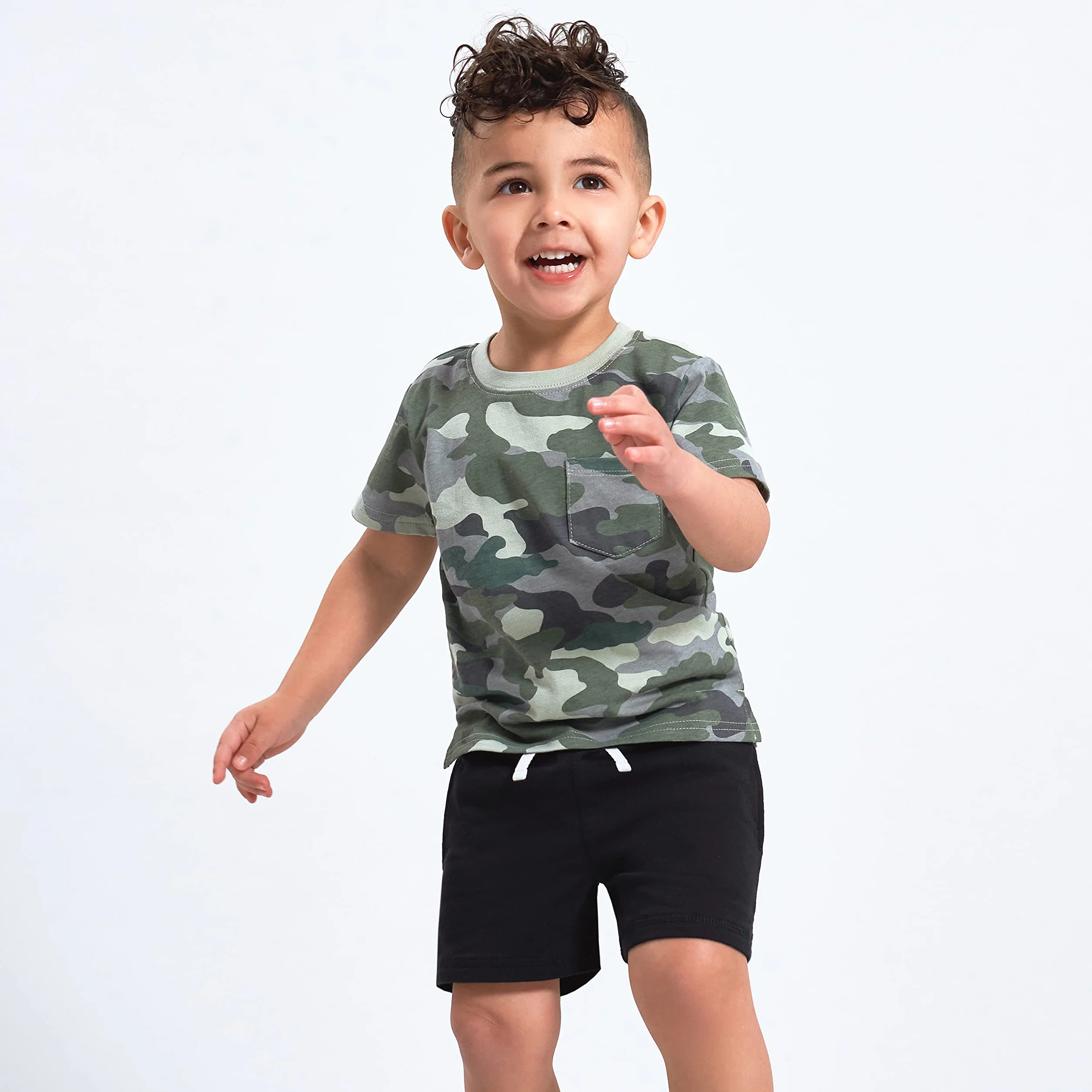 Gerber Pantaloncini in maglia pull-on da bambino per bambini, confezione da 3, grigio e nero, 4 anni
