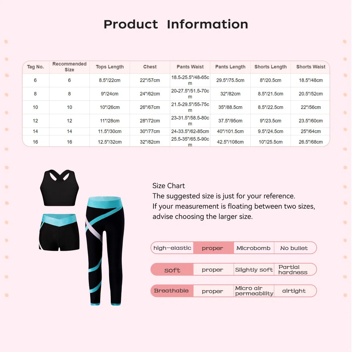 3-Set Completo Sportivo Bambina Tuta Ginnastica Artistica Crop Top Reggiseno Sportivo + Pantaloni da Jogging Leggings Sportivi + Pantaloncini Sportwear