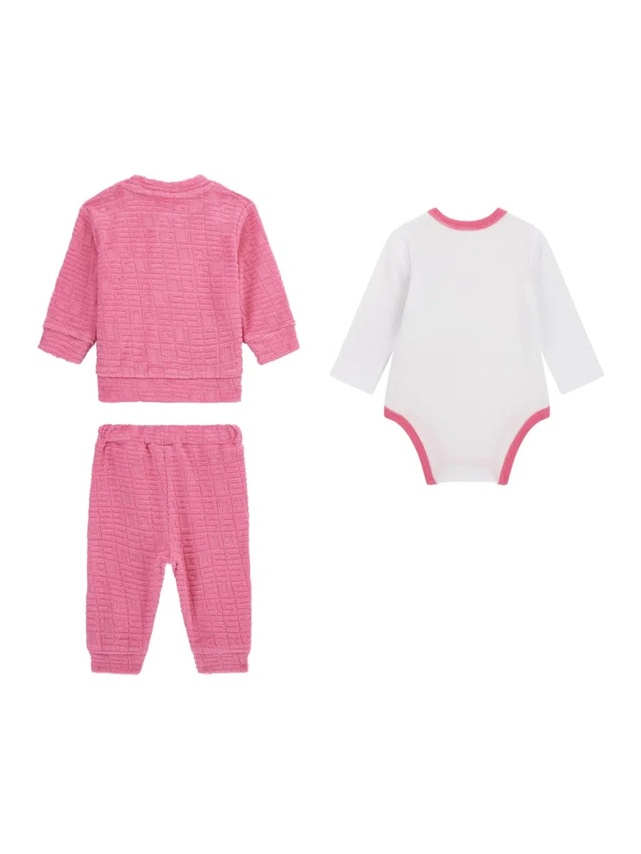 GUESS Bambina Eco Jacquared Felpa, Body a Maniche Lunghe e Pantaloni