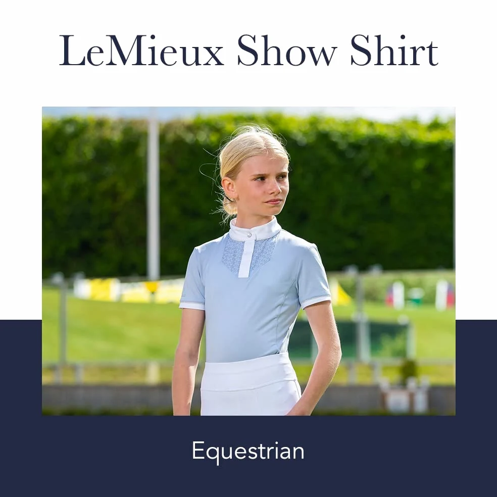 LeMieux Young Rider Belle Show Shirt con morbido tessuto elasticizzato, top sportivo per cavalieri equestri, maglietta classica leggera a maniche corte