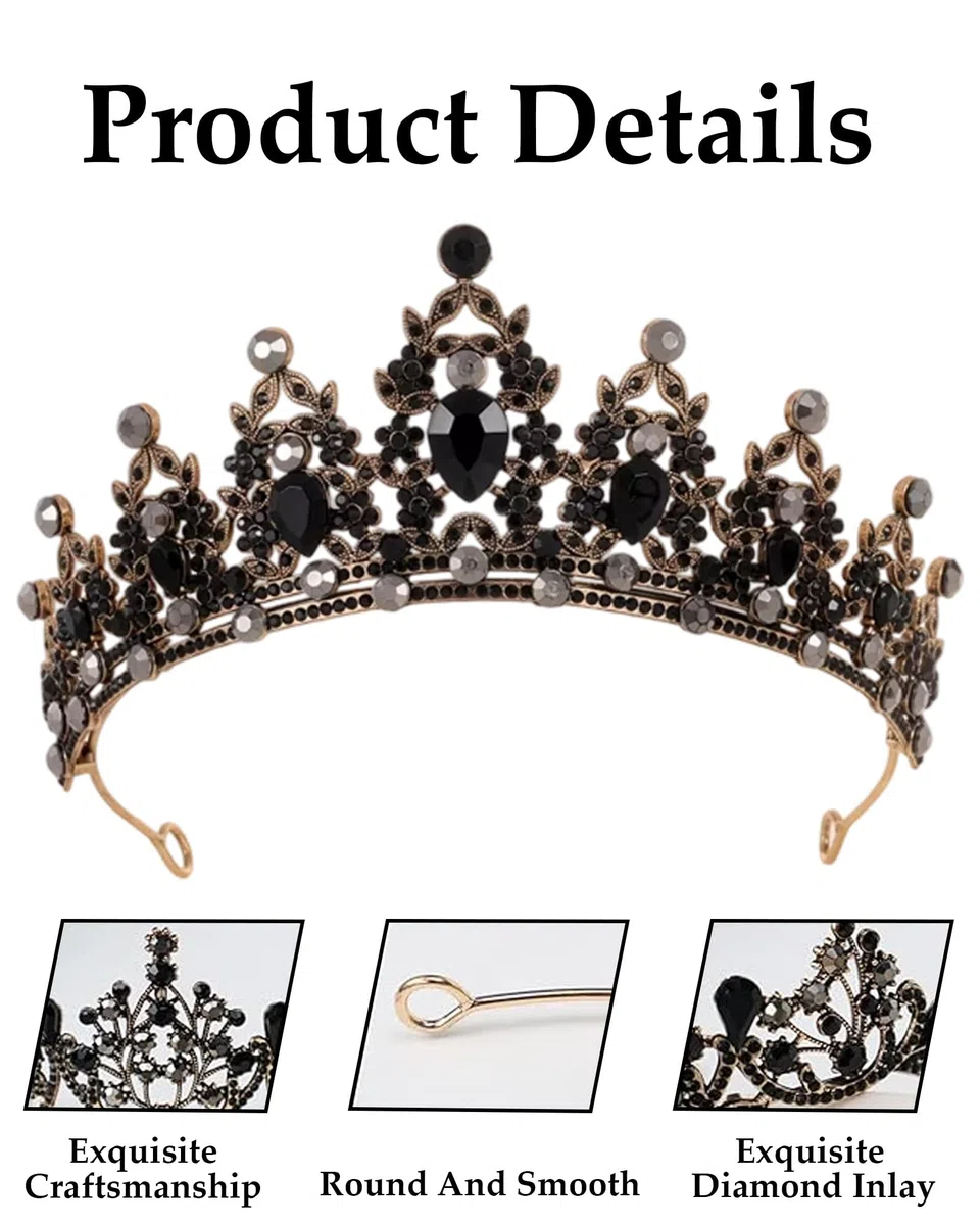Corona Regina Oro antico,regolabile,facile da pulire,stile barocco,adatto per decorazioni a corona per matrimoni,balli di fine anno,Halloween e feste