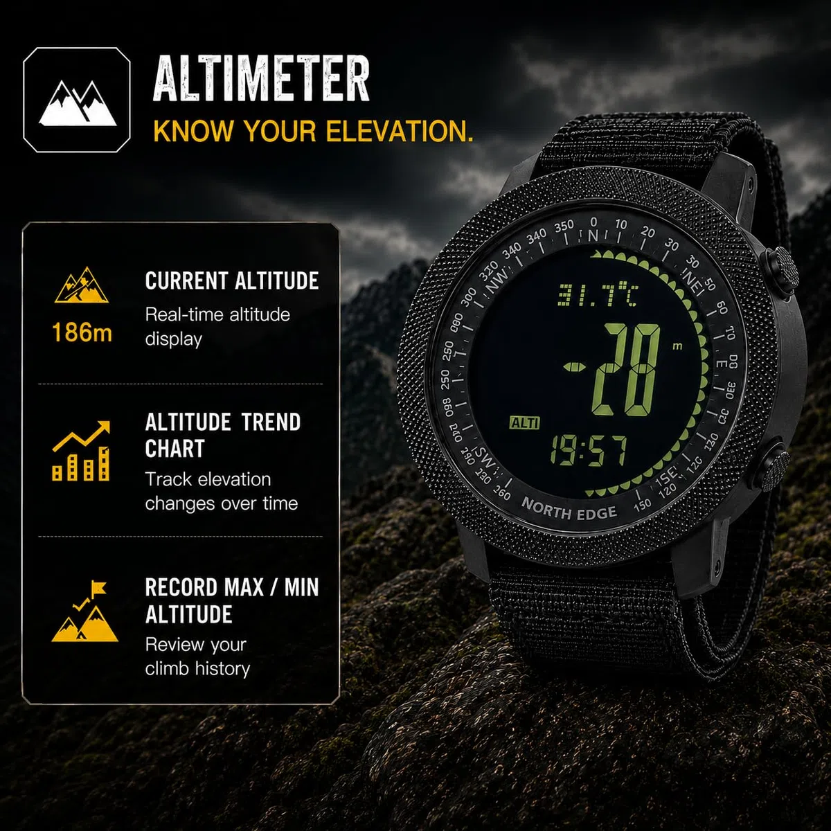 NORTH EDGE APACHE & APACHE-46 Orologi Digitali Uomo | Serie APACHE e APACHE-46