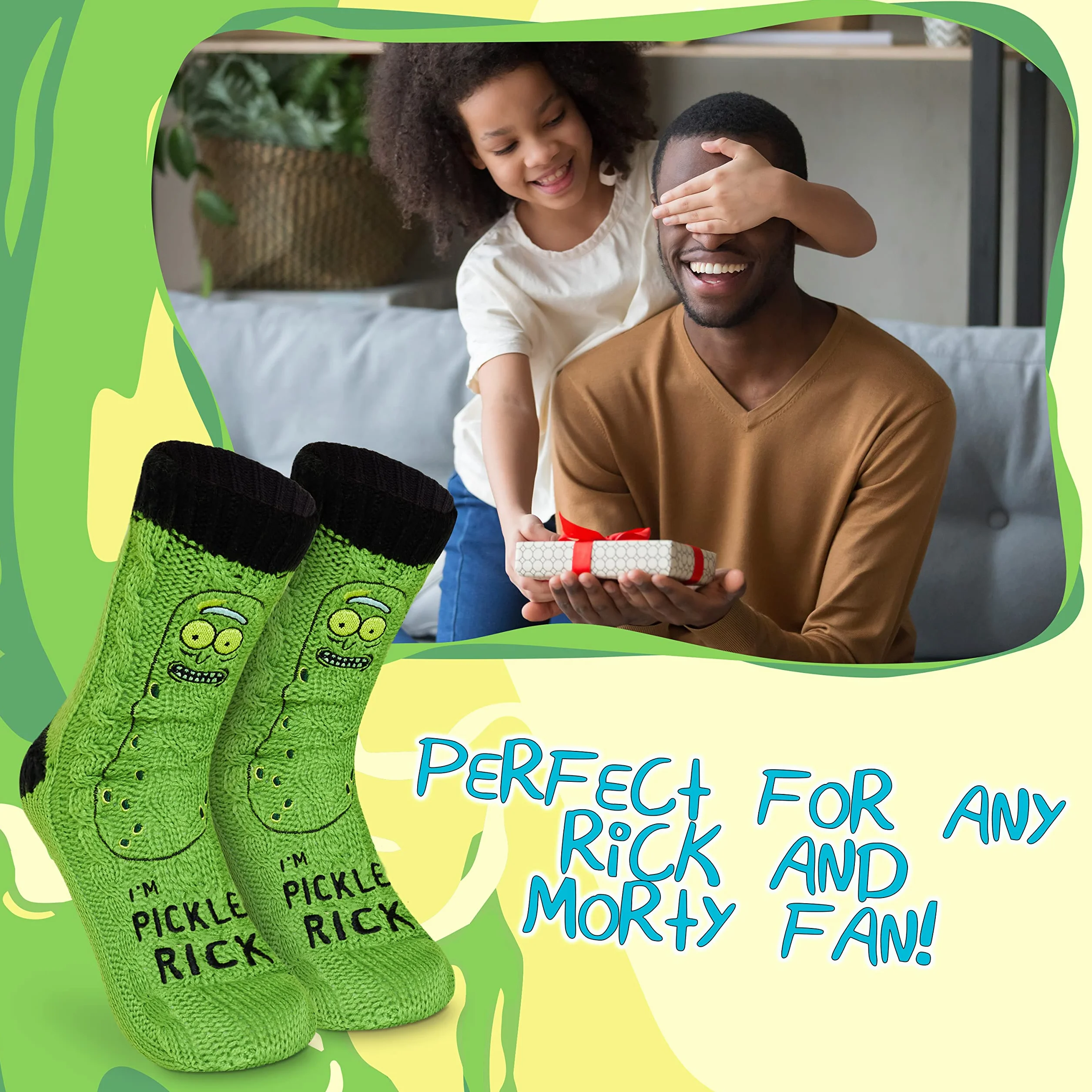 RICK AND MORTY Calze Uomo EU 38-44, Calzini Antiscivolo a Pantofola, Calzini Caldi Uomo, Idea Regalo Accogliente
