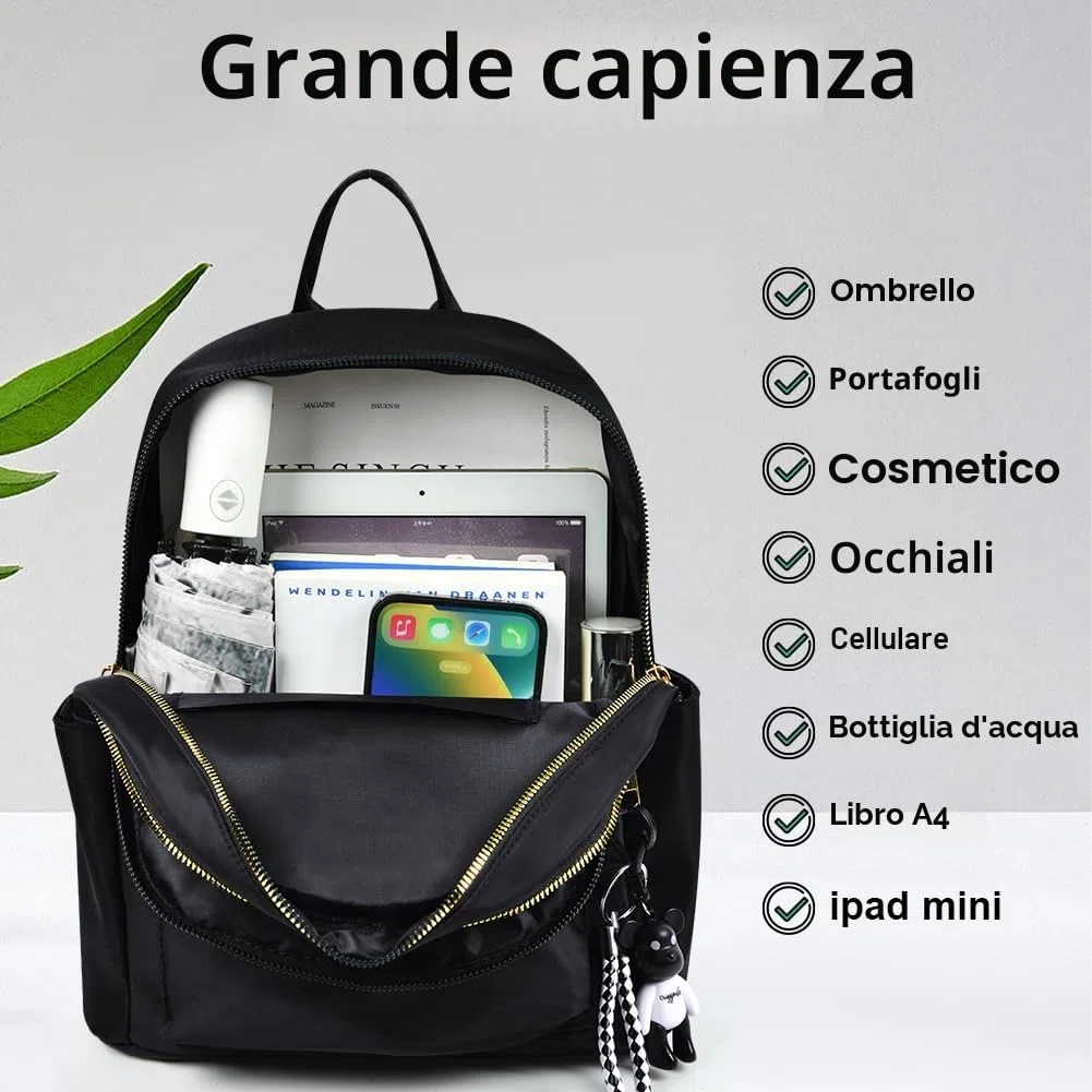 Aucuu, Zaino da donna alla moda, leggero, casual, in nylon, piccolo, antifurto, per la scuola e da viaggio, per donne e ragazze