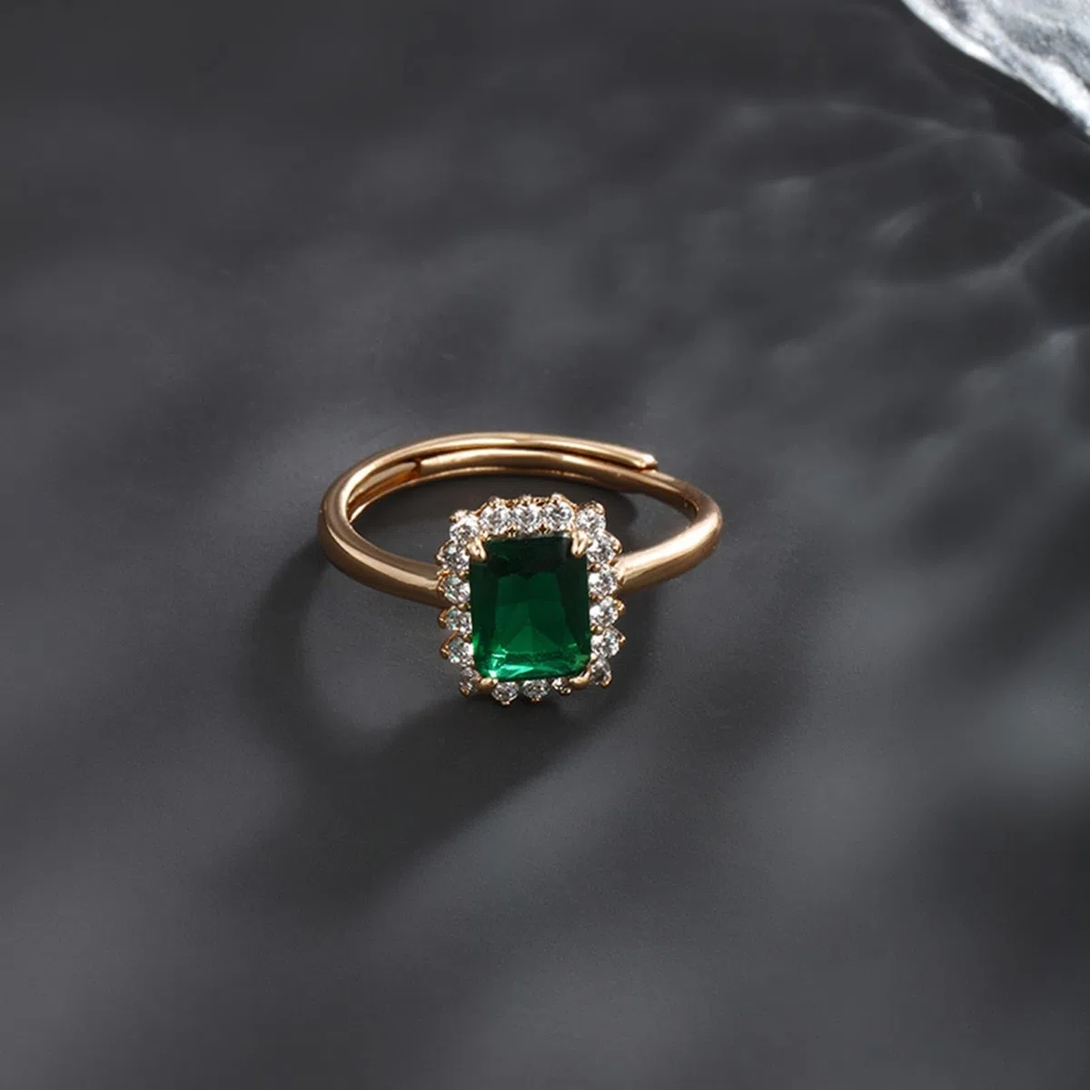 Anello solitario in vero oro bianco 9 K/14 K/18 K, anello aperto di fidanzamento