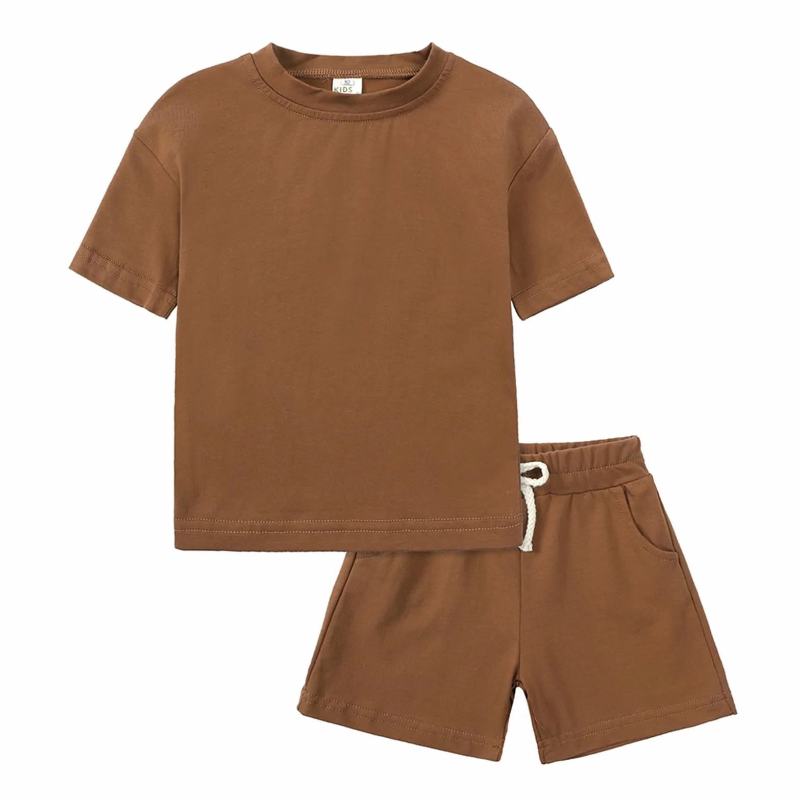 Completo Estivo Bambino - Set di Abbigliamento Bambini 2 Pezzi in Cotone Maglietta a Maniche Corte+Pantaloncini Elastici Coordinato Estivi Tuta Casual Tinta Unita Vestiti Outfit set per 6 mesi-13 anni