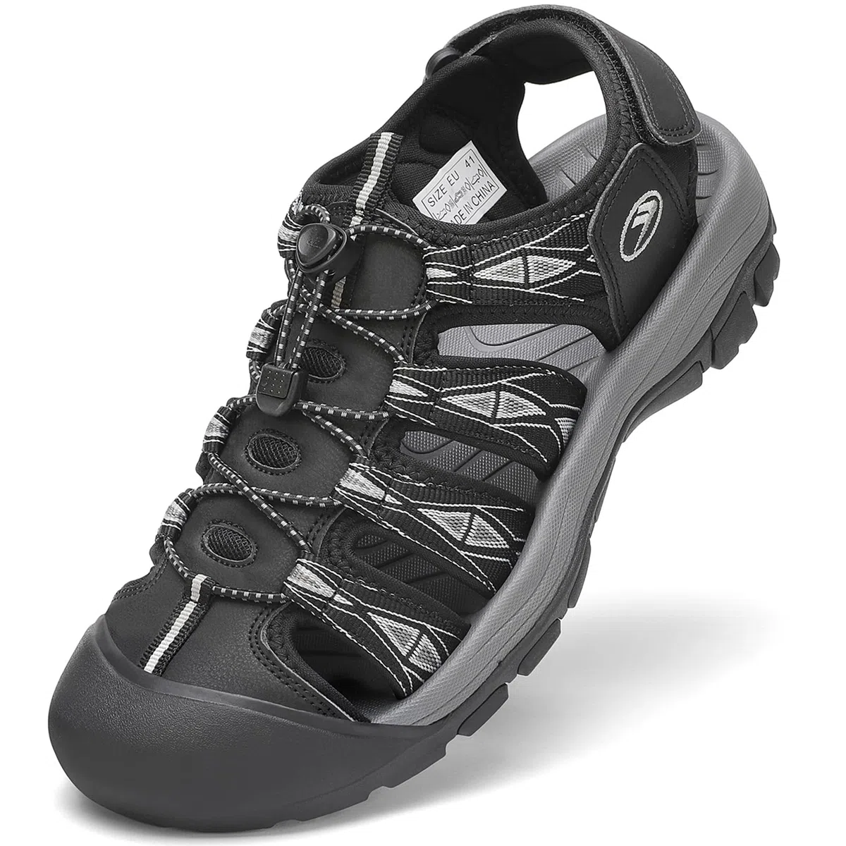 FLARUT Sandali Uomo Estivi all'aperto da Trekking Sportivi Punta Chiusa Scarpe Spiaggia Corsa Casual(Nero Bianco,45)
