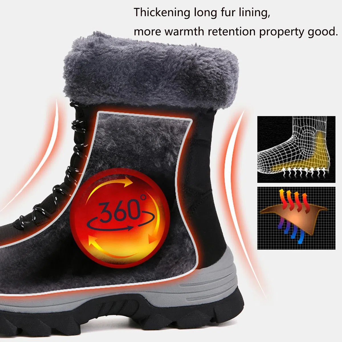 Stivali da Neve Donna Scarpe da Camminata Invernali Impermeabile Antiscivolo Caldo Pelliccia Foderati Passeggiate Stivaletti Sneaker Casual Outdoor Stivali da Escursionismo 37-43EU