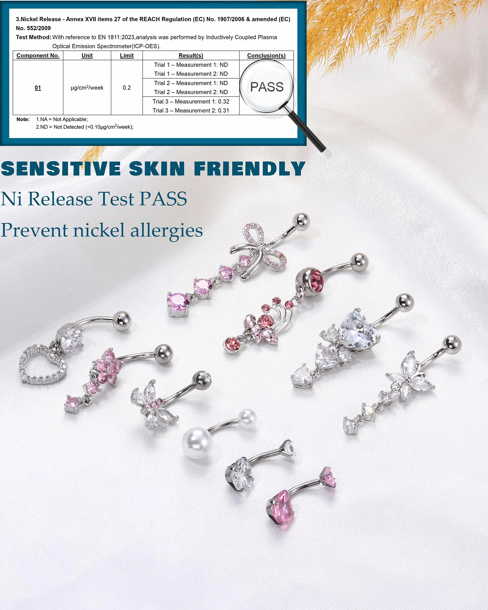 YADOCA 10 Pezzi 14G Piercing Ombelico per Donna Acciaio Chirurgico Rosa Blu CZ Farfalla Serpente Clicker Anelli Ombelico Set Piercing Ombelico Gioielli Piercing Corpo