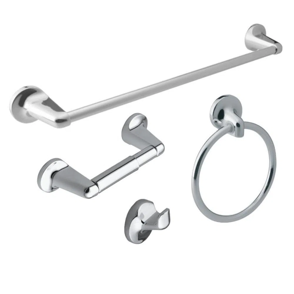 Kit ferramenta per bagno in cromo lucido 4 pezzi, cromo lucido