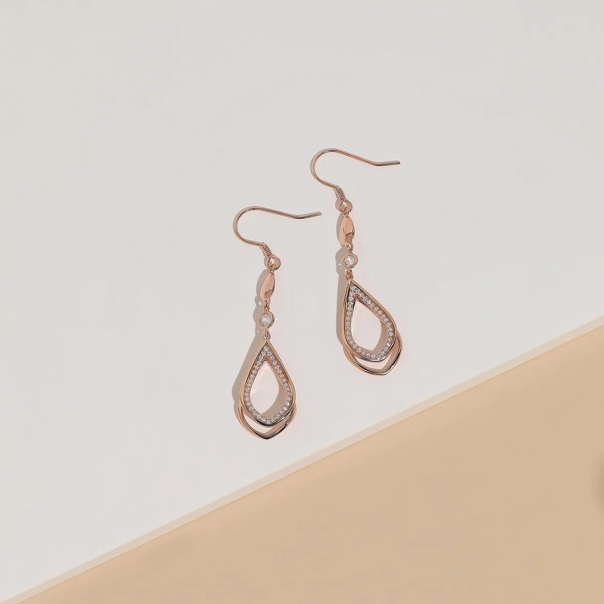 Meissa Orecchini Donna Pendenti Lunghi Argento 925 Orecchini Dorati Piercing Cerchio Piccoli con Pendenti Pietra Gioielleria Donna Regalo Sposa Moglie Anniversario (oro rosa)