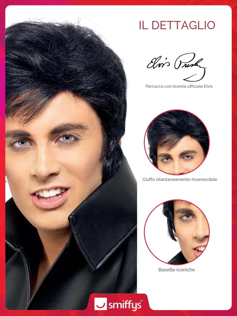 Smiffys Parrucca Elvis, Nero Halloween