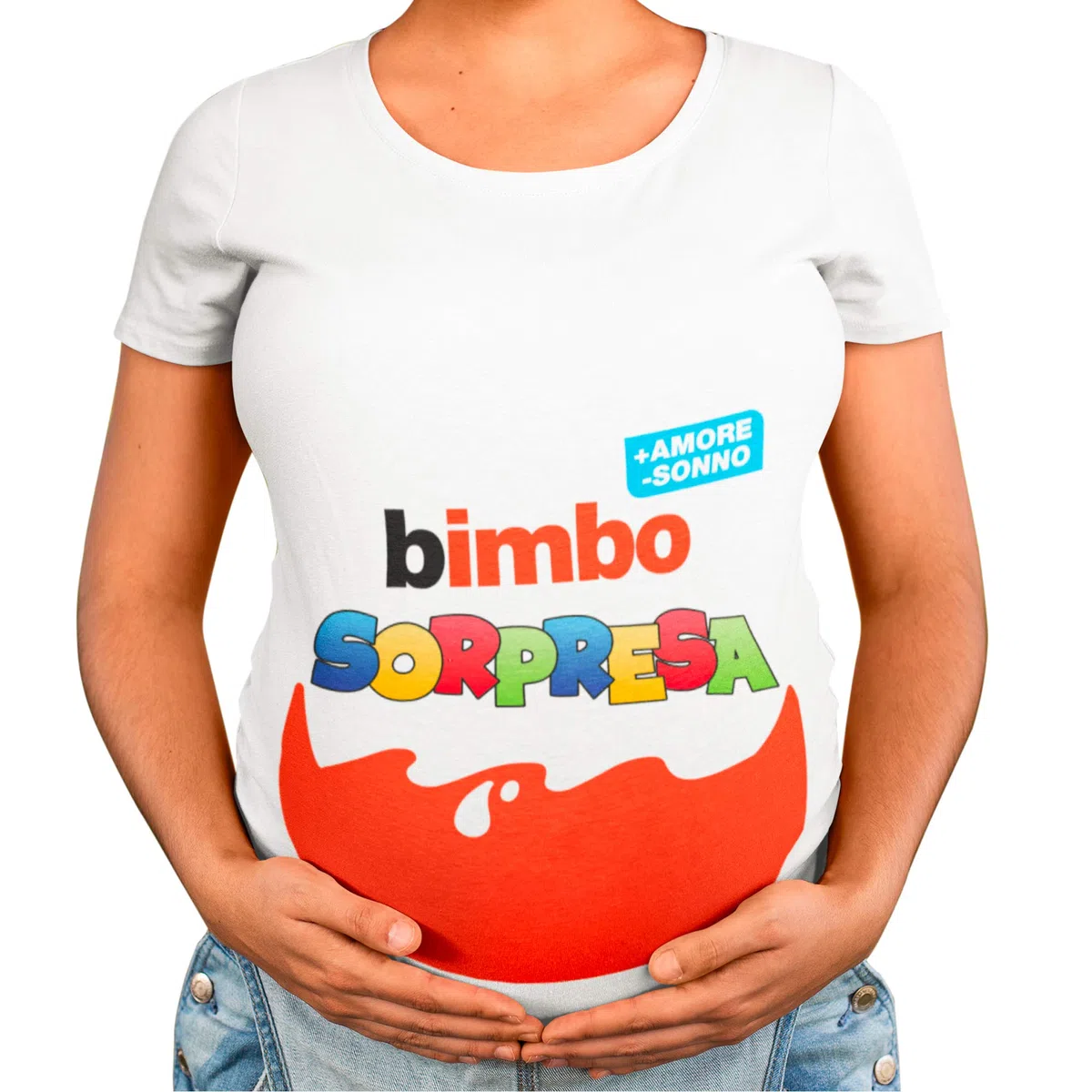T-Shirt Maglia Premaman Bimba Sorpresa - Annuncio Gravidanza - Regalo Donna Incinta - Idee Regalo Baby Shower e Gender Reveal - Magliette Divertenti - Boy or Girl