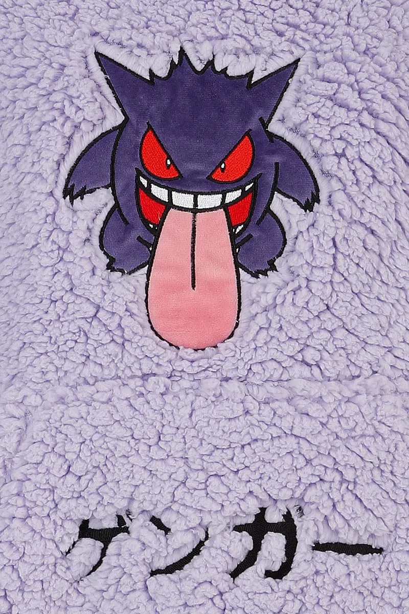 Pokémon Gengar - Teddy Donna Felpa con Cappuccio Lilla 100% Poliestere Regular