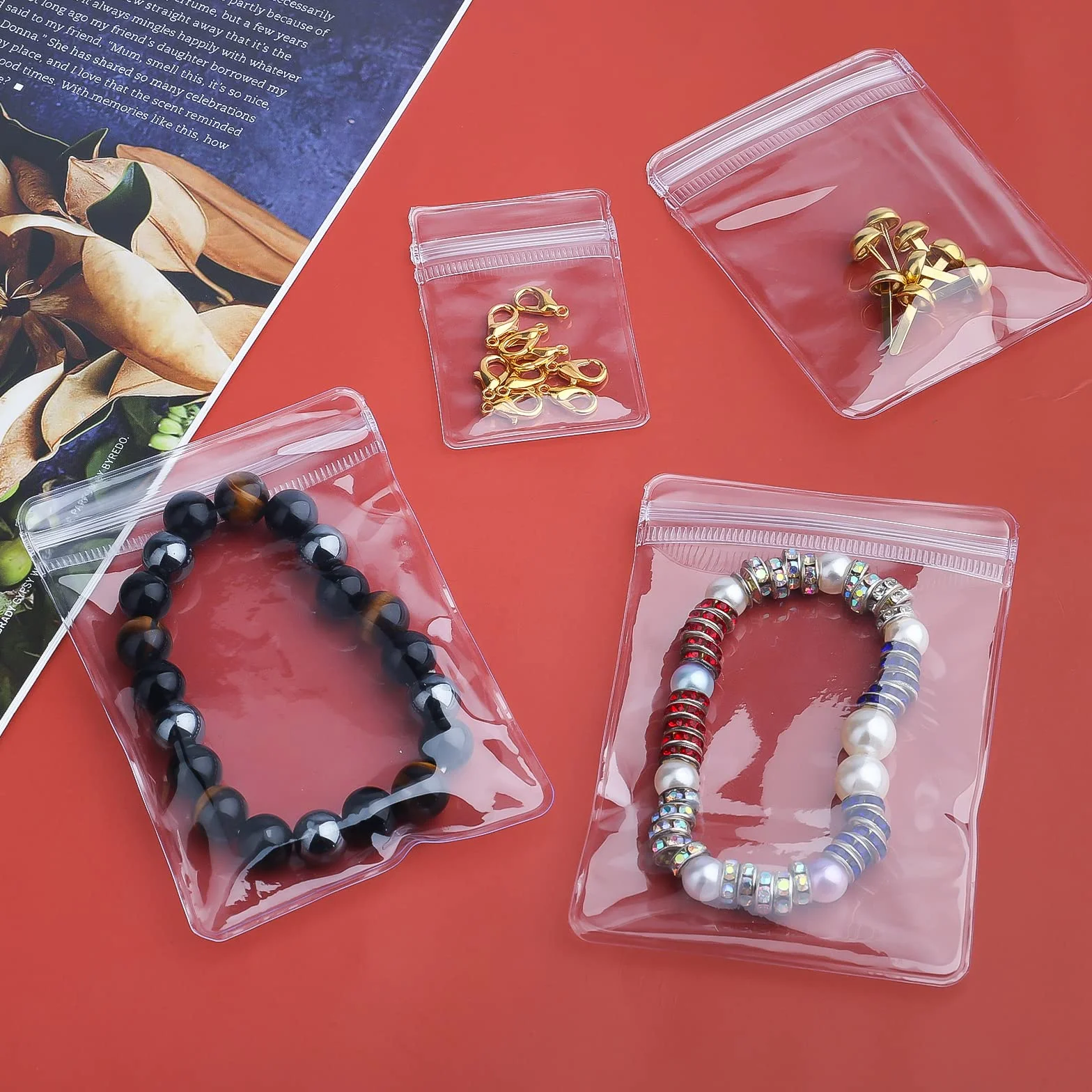 SAVITA 150 Pezzi 3 Taglie Gioielli Sacchettini Trasparenti, Sacchetti Impermeabili con Cerniera Autosigillante in PVC Custodia Addensata Riutilizzabile per Gioielli Anelli Collana Bracciale