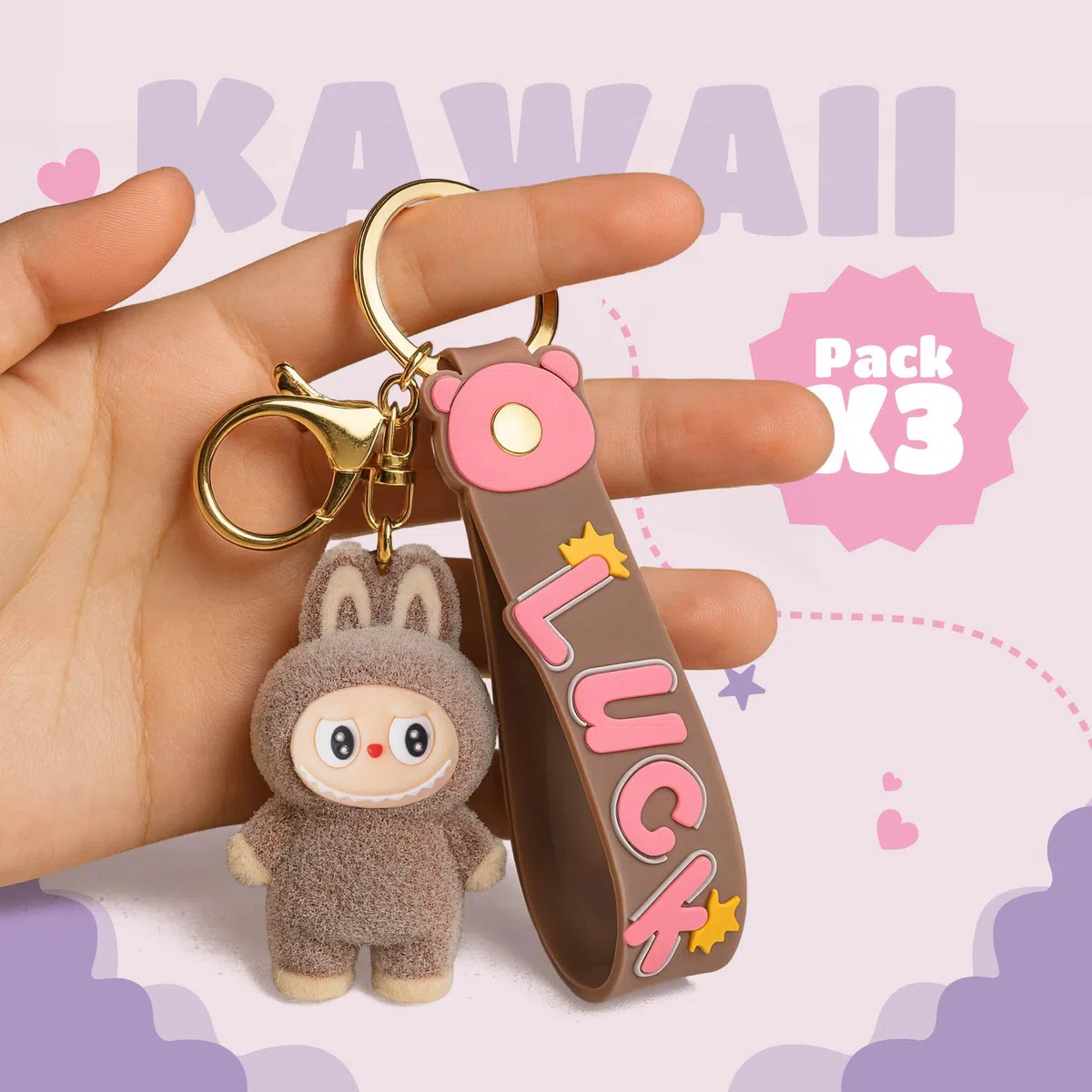 Set 3 Portachiavi Kawaii Monsters Colorati Blind Box da Collezione