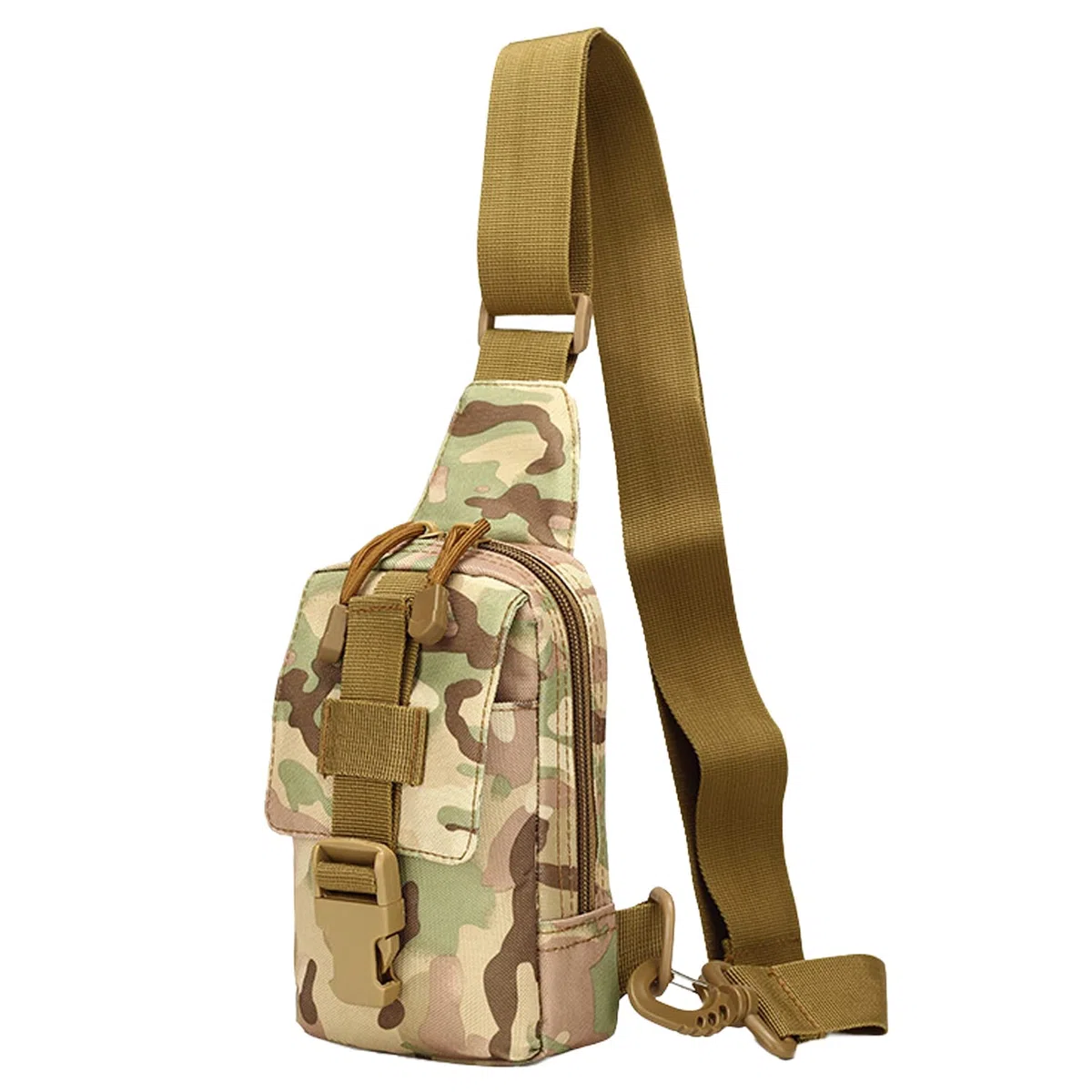 Zaino Monospalla Mini Tattico Uomo Donna Militare Borsa Petto Piccola Nylon Impermeabile 800D Borsa a Tracolla per Campeggio Escursionismo Trekking Ciclismo Viaggio - Mimetica CP