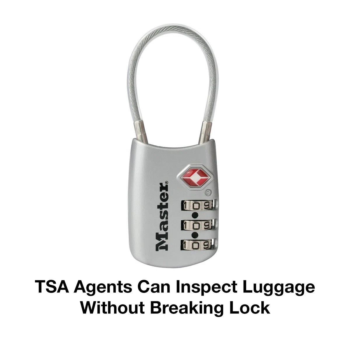 Master Lock 4688DSLV Imposta la Tua Combinazione di Serratura per Bagagli Approvata TSA, Argento, 1 confezione