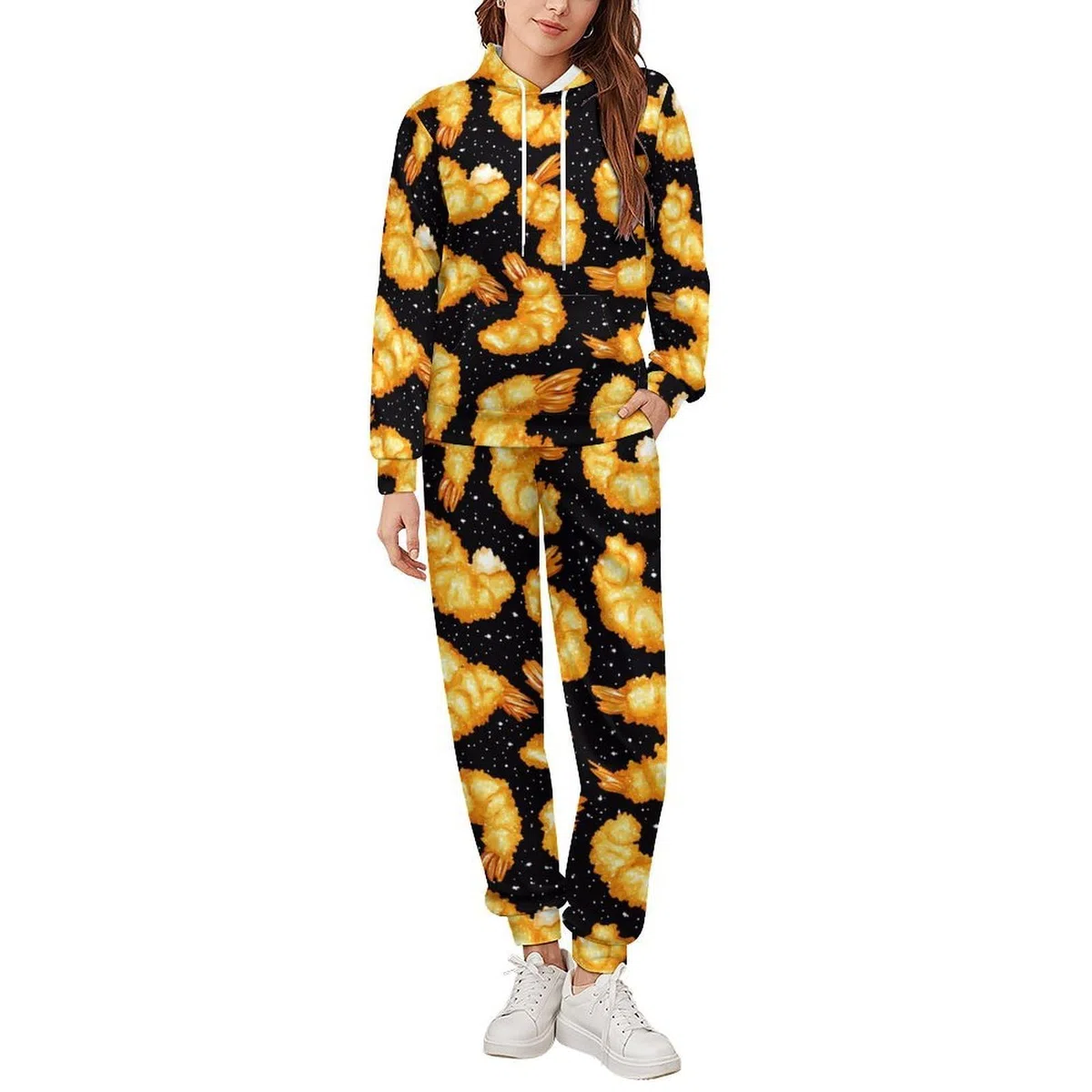 Gamberetti Golden Tute per gli Uomini Manica Lunga Felpa Con Cappuccio E Pantaloni Della Tuta Joggers Set Moda Tute