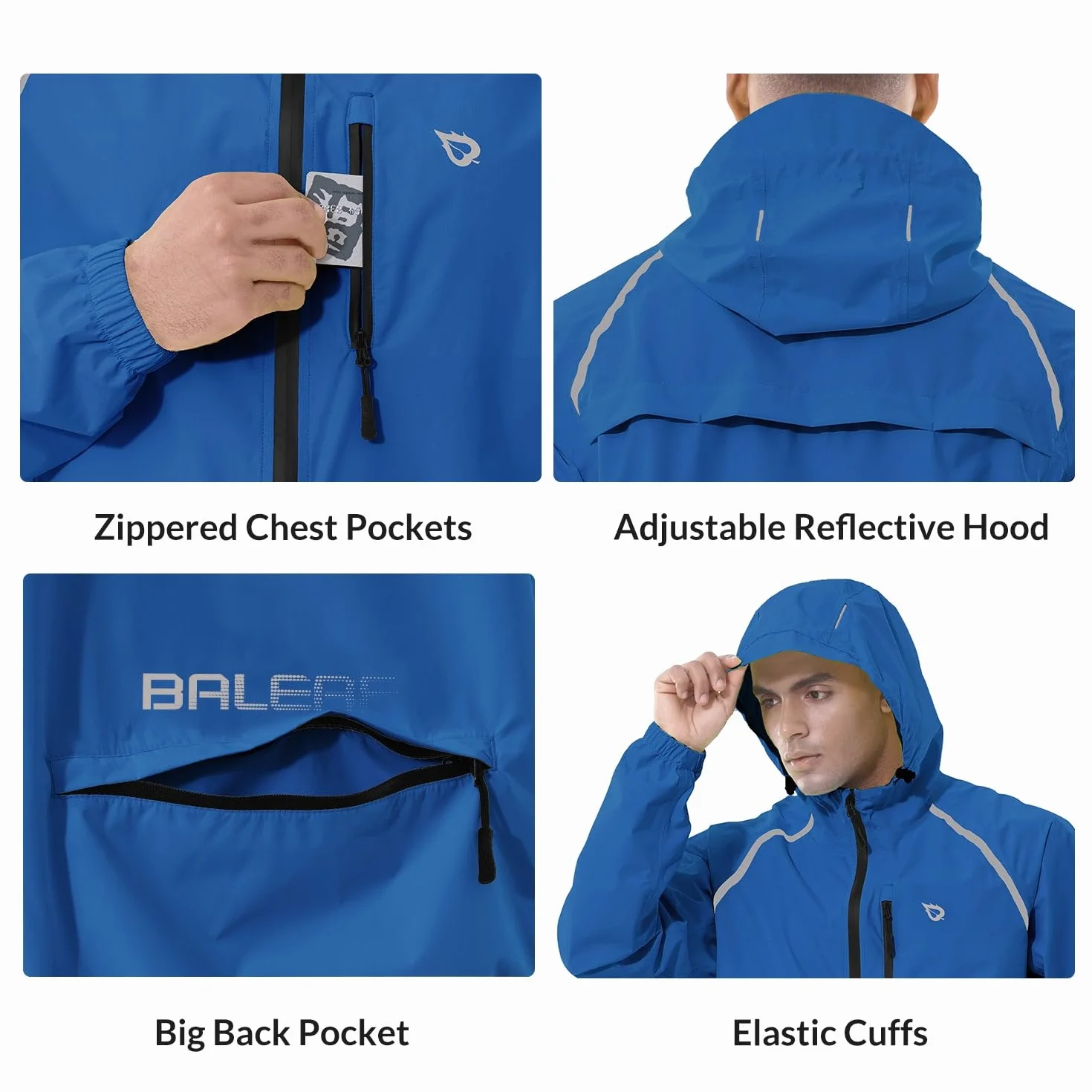BALEAF Giacca da ciclismo da uomo, impermeabile, traspirante, giacca a vento, giacca a vento leggera, da trekking, giacca da ciclismo