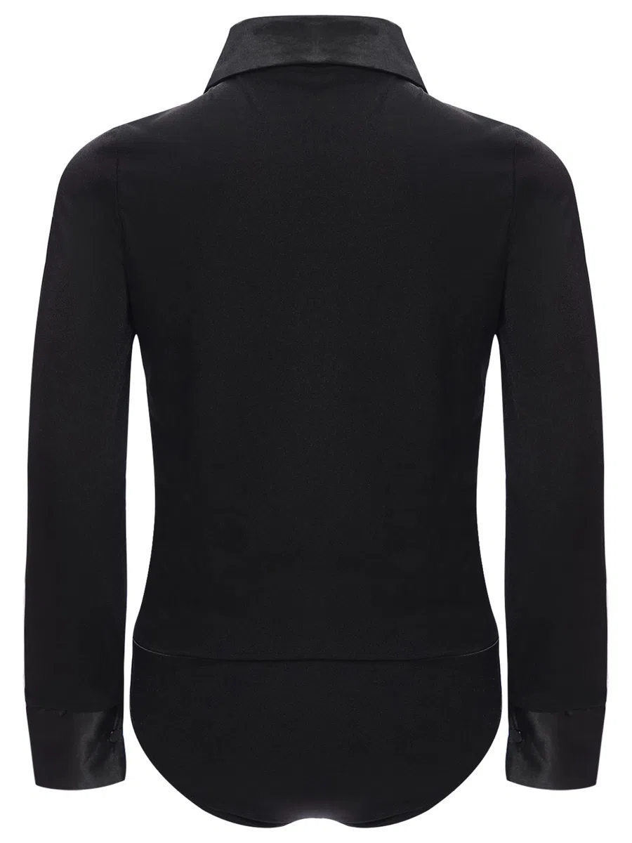 Giovani Body da Ballo Latino Camicia da Ballo A Maniche Lunghe Revers Body con Farfallino Bambini Salsa Tango Sala Abbigliamento Danza Moderna