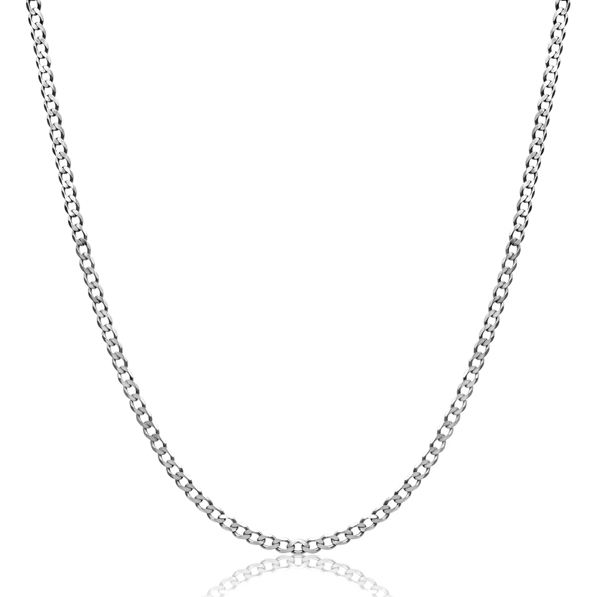 Aka Gioielli - Catenina Maglia Grumetta 3mm in Argento Sterling 925 Rodiato - Collana Argento Donna Uomo Lunghezza: 40 45 50 55 60 70 cm