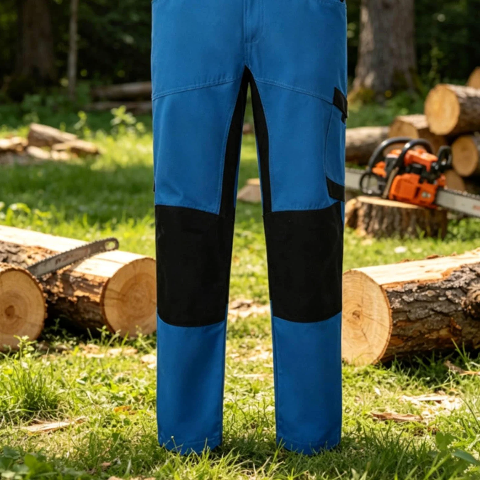 Gralara Pantaloni Antitaglio Protezione Rinforzata Pantaloni Antitaglio Motosega Resistente all'Usura Abbigliamento Protettivo per Taglio Legna, Forestale, Blu Chiaro 32