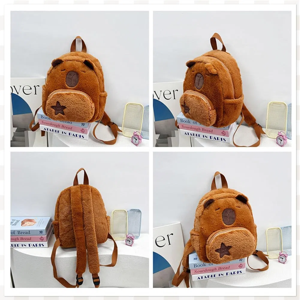 Capybara Zaino per Bambini, Zainetti Peluche Cartoon Zaino Scuola Cartone Animato Borse Scuola Materna Zainos Casual Animali Borsa Bag Carino Backpackper Zainetto Casual Scuolas per Bambini