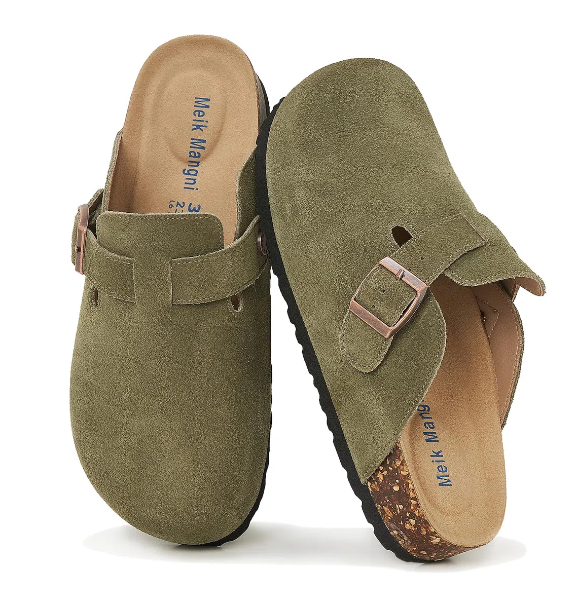 Meik Mangni Zoccoli e Sabot Donna Ciabatte da Uomo con Fibbia Regolabile al Piede Comodo Pantofole in Pelle Sandali di qualità,36-47 EU