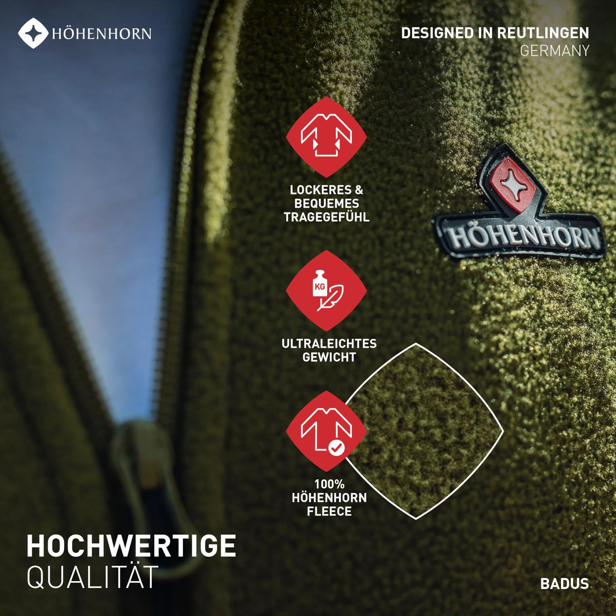 HÖHENHORN Badus Eigler Giacca in pile da uomo Full Zip Outdoor Trekking Trekking