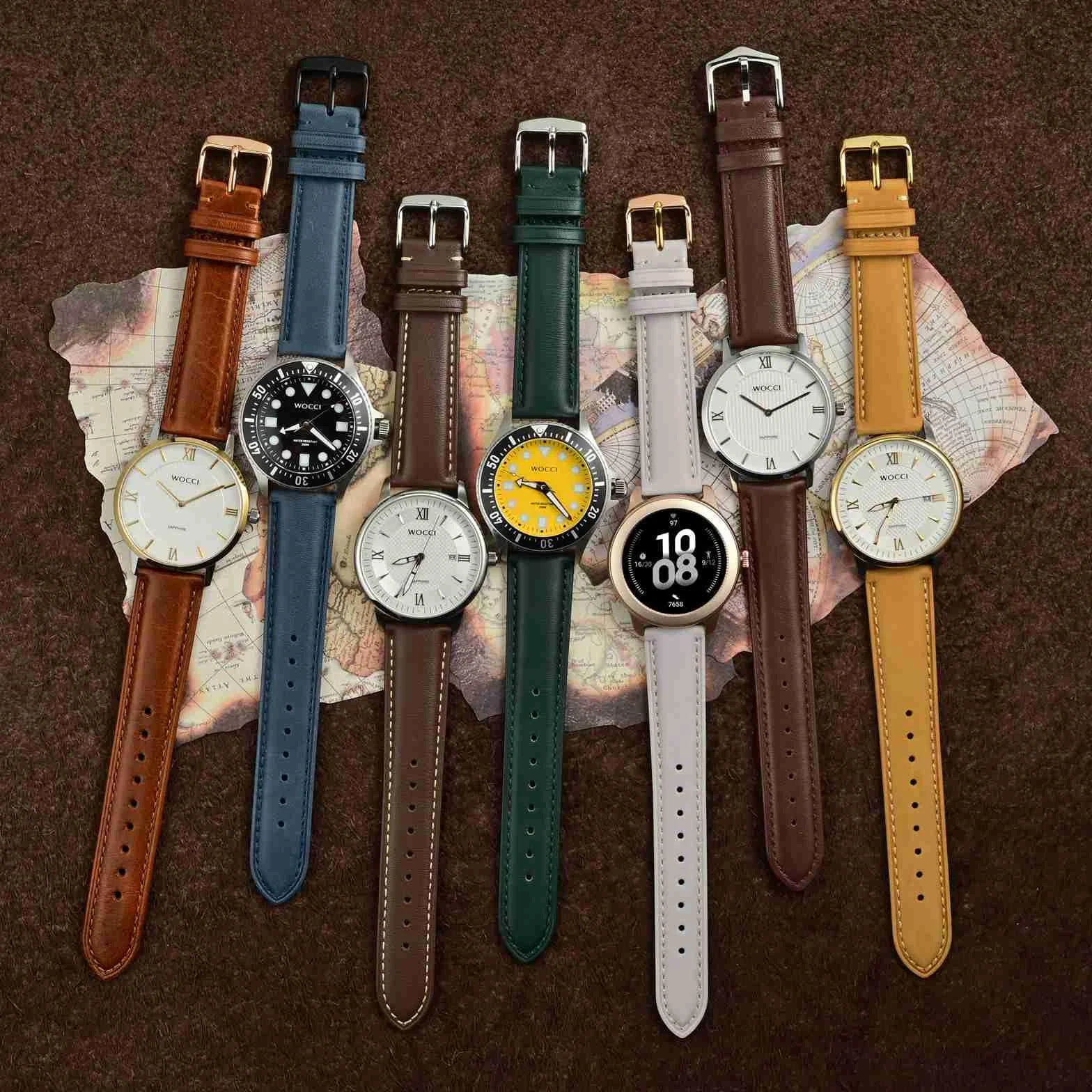 WOCCI Cinturino Orologio in Pelle Retrò con Fibbia Dorata, Cinturini di Ricambio 14mm 15mm 16mm 17mm 18mm 19mm 20mm 21mm 22mm 23mm 24mm