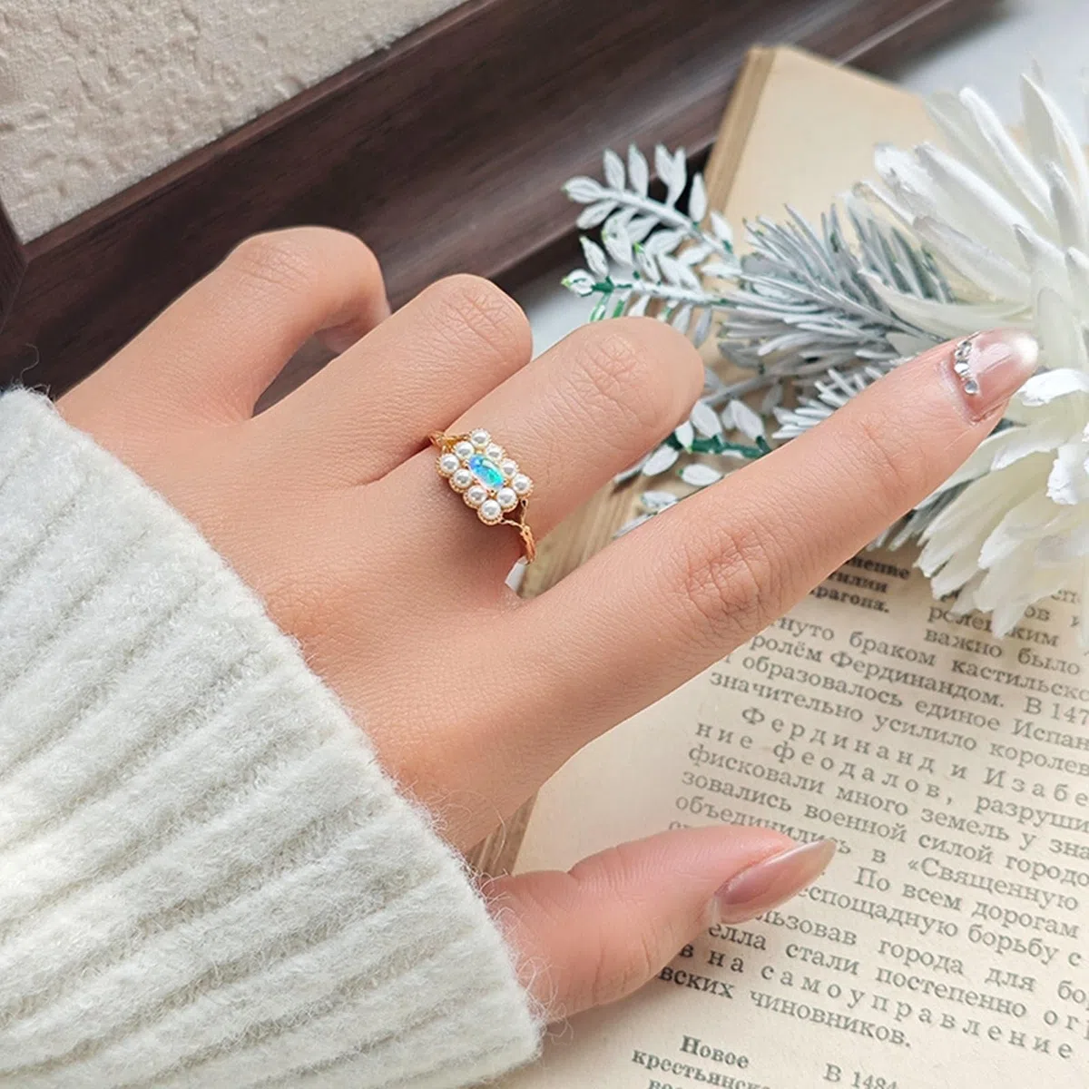Anelli per partner in oro 9 K/14 K/18 K, con perla, forma vintage