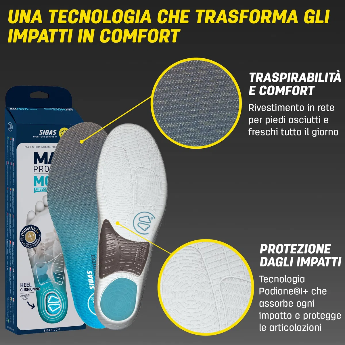 Sidas Max Protect Move Support, Solette Multisport Unisex Adulto