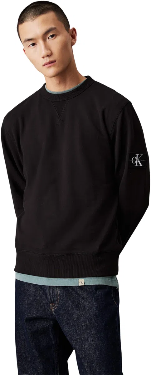 Calvin Klein Uomo Felpa Badge Crew Neck Cotone