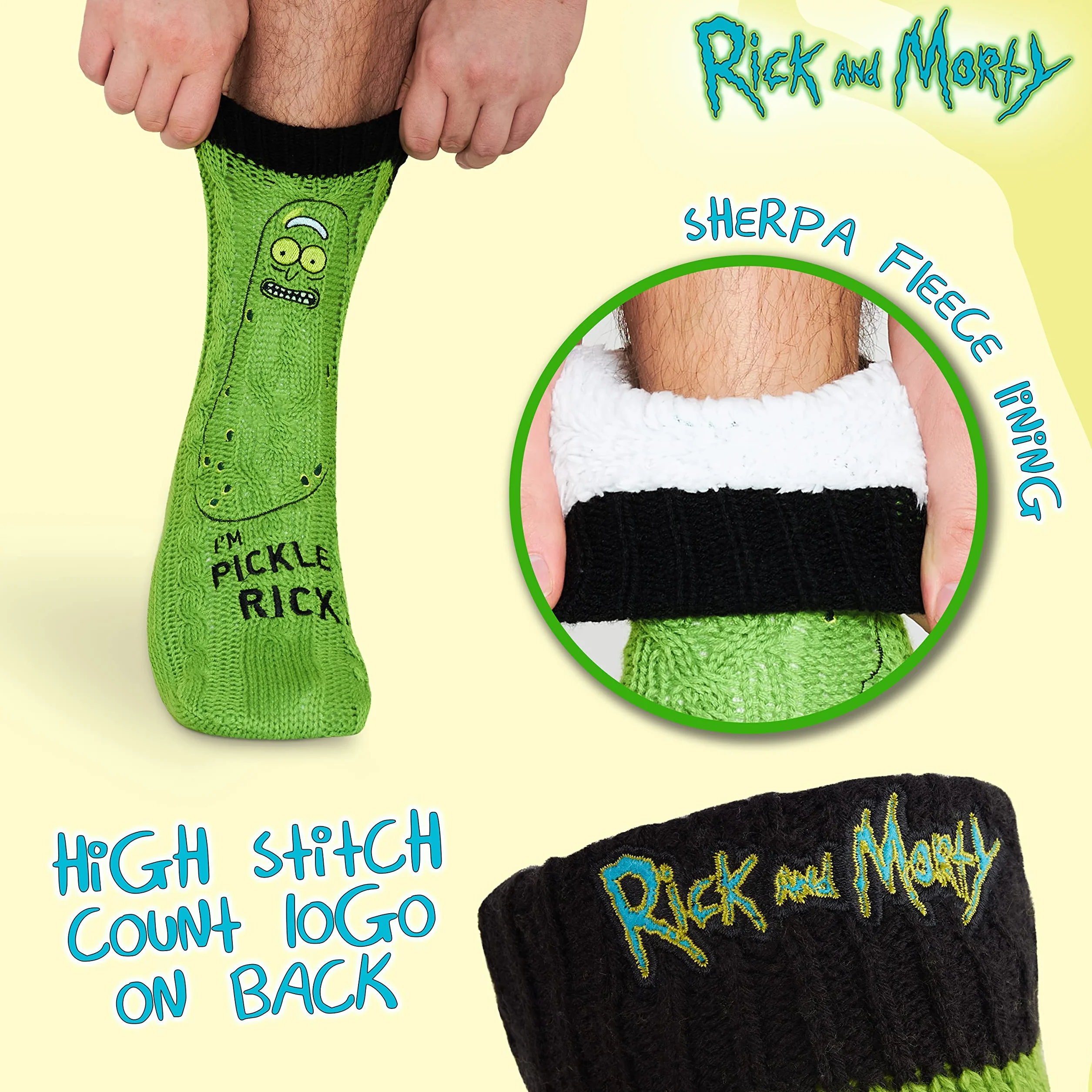 RICK AND MORTY Calze Uomo EU 38-44, Calzini Antiscivolo a Pantofola, Calzini Caldi Uomo, Idea Regalo Accogliente