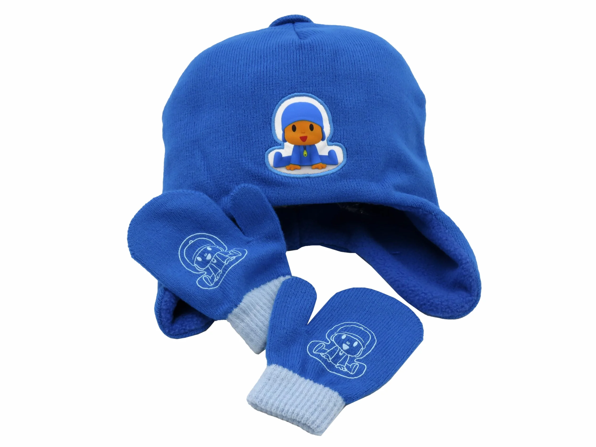 CYPBRANDS Pocoyo Gorro Y Guantes Set di Accessori Invernali, Blu, Estandar Unisex-Bambini e Ragazzi