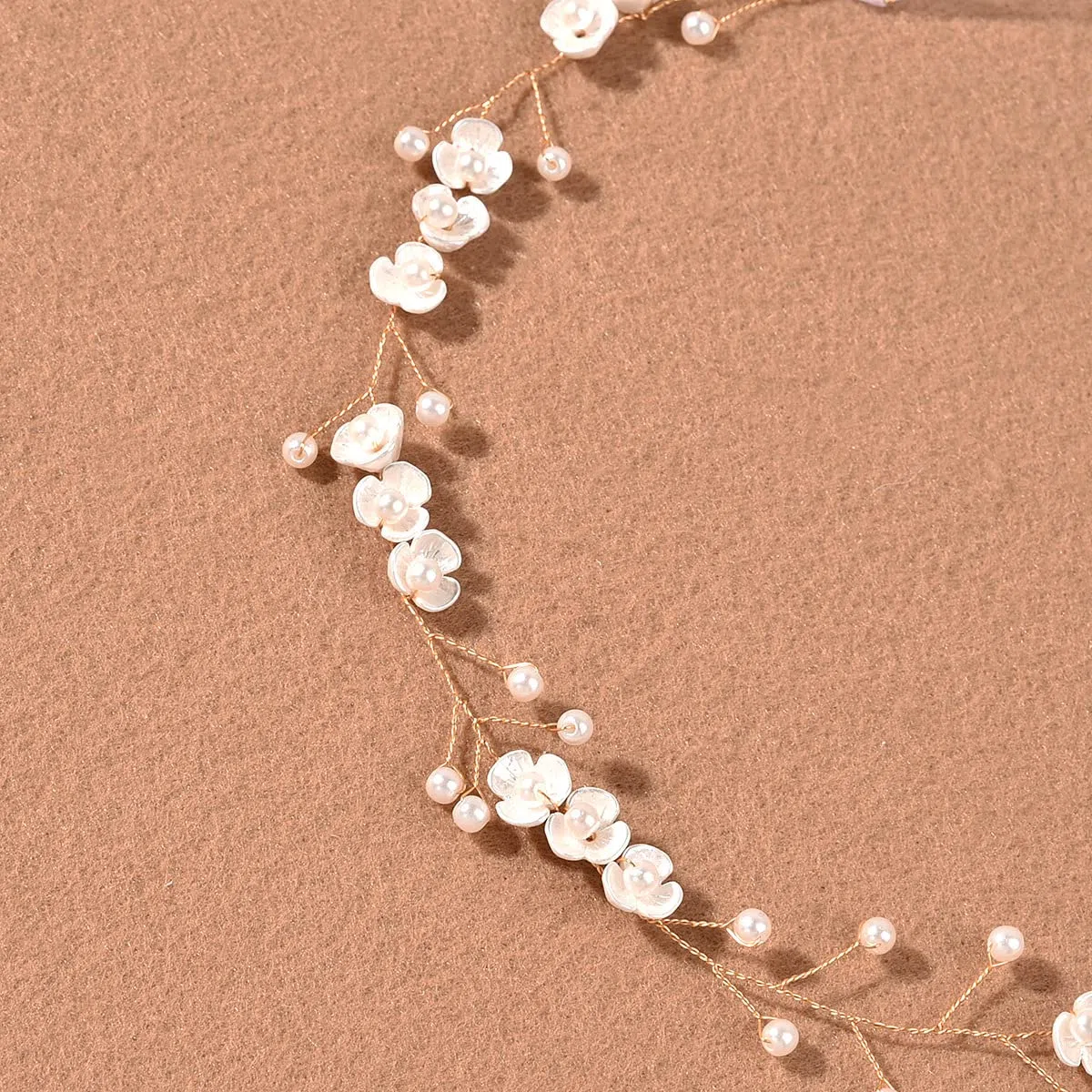 Czemo Coroncina di Fiori per Capelli Fascia dei Fiori con Il Nastro Elastico Regolabile Cerchietto Fiori per Donna Ragazza o Bambina (Oro, 35CM)