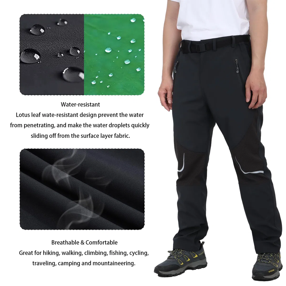 Pantaloni da Passeggio Traspiranti Pantaloni da Campeggio Leggeri Antivento Sportivi all'aperto Pantaloni da Trekking