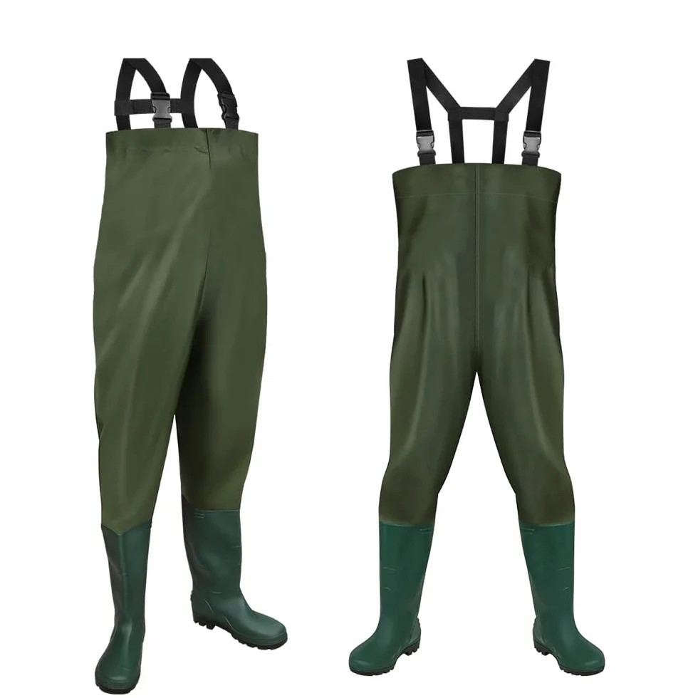 Wathose - Pantaloni da pesca in nylon 70D, con stivali in gomma antiscivolo, per stagno, per cantieri, pesca, fattorie, giardini