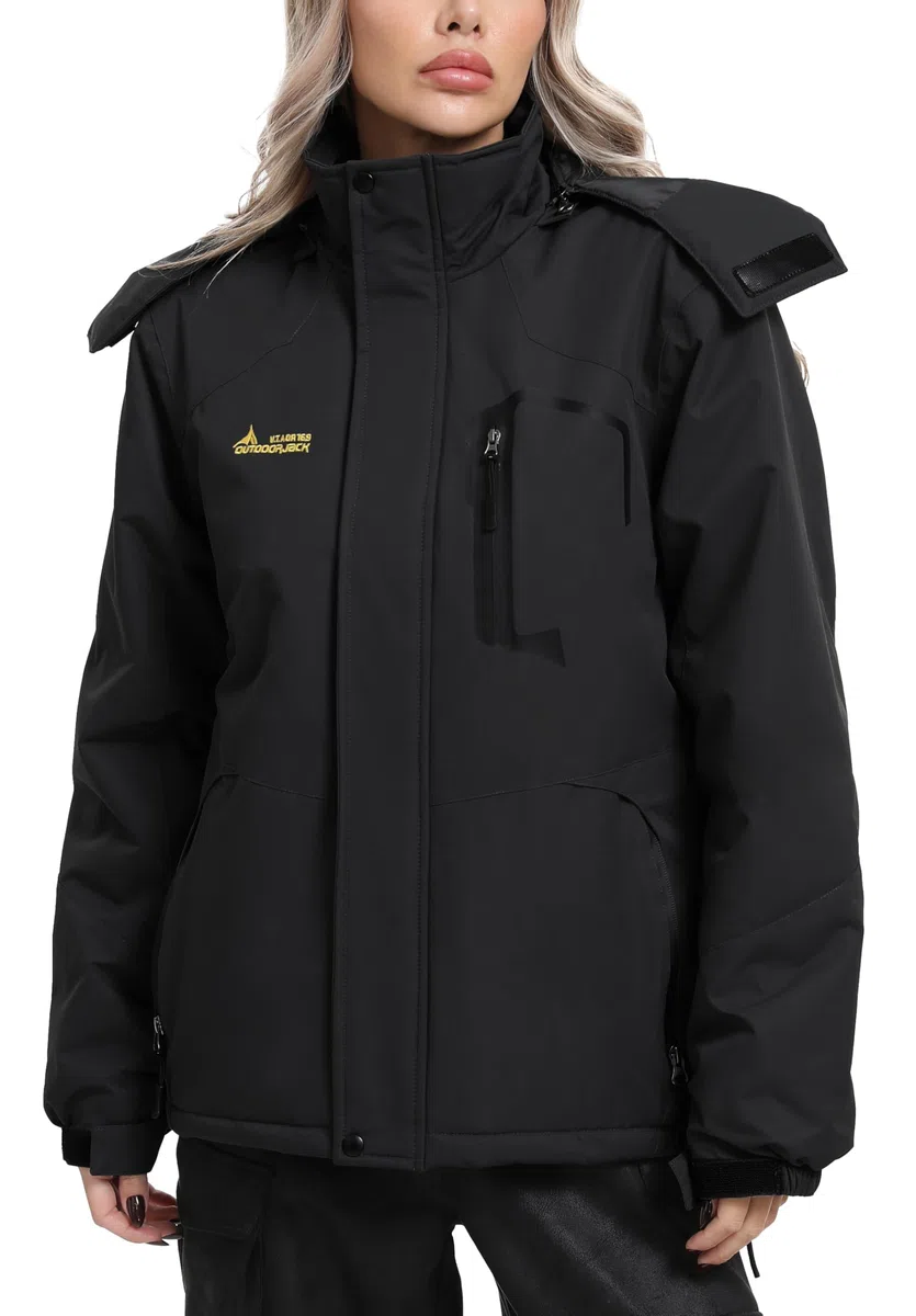 Giacca Sci Donna Pile Impermeabile Giacca Montagna Trekking Softshell Invernale Antivento Calda Giubbotto Neve Cappotto con Cappuccio All'aperto