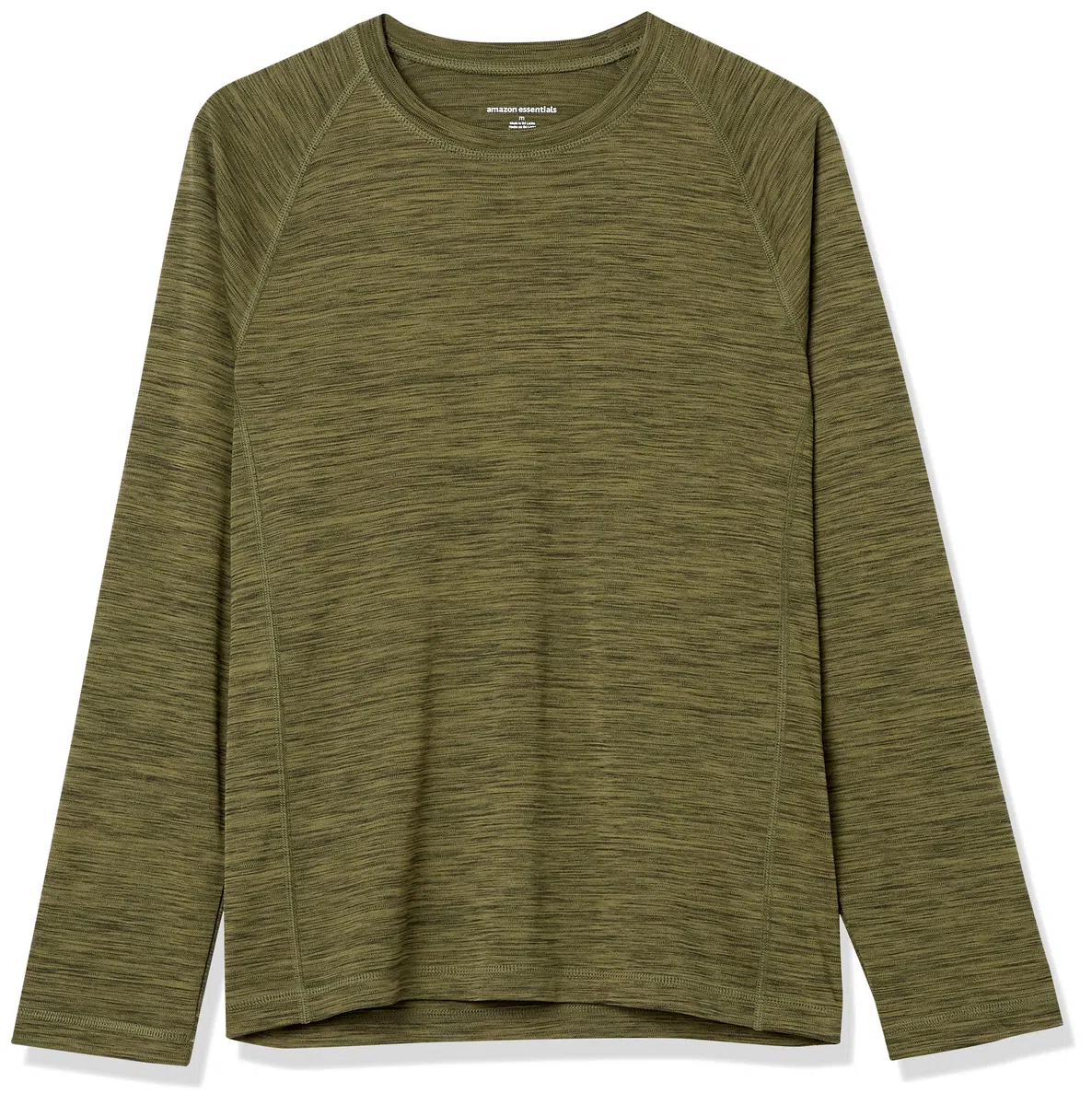 Amazon Essentials Costume a T-Shirt Ad Asciugatura Rapida a Maniche Lunghe Uomo, Verde Oliva Puntinato, XXL