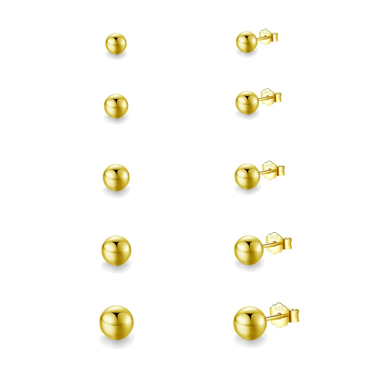 5 Paia Orecchini Sfera Argento 925 per Donna Uomo Bambina Orecchino a Perno Pallina Oro Piercing Orecchini Donna Sfera Oro Piccoli Orecchino a Lobo Rotondi Ipoallergenici