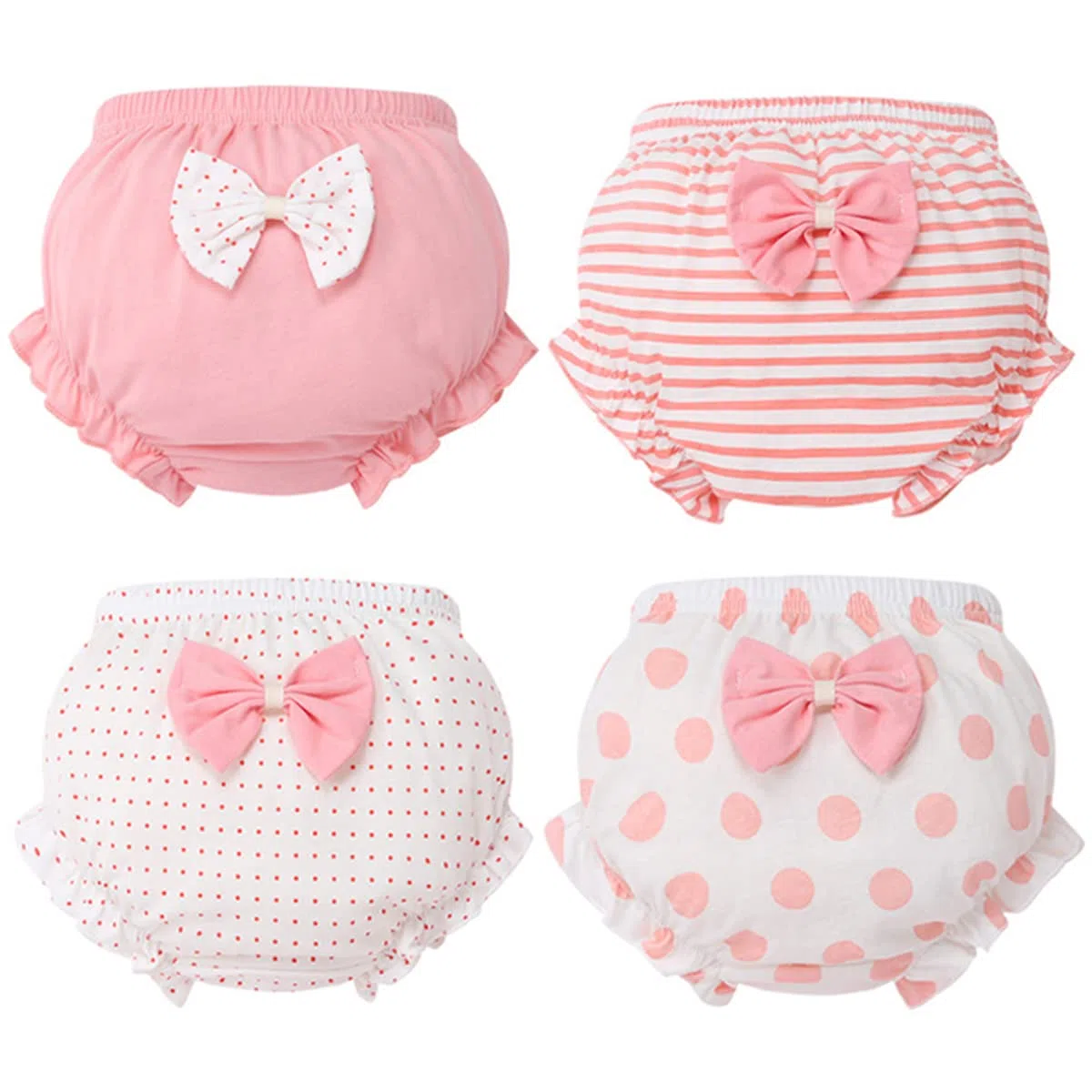 4 Pezzi Cotone Mutandine Bimba Neonata Ragazza Ruffle Panties Carino Bow Bloomers Intimo Culotte Slip Mutandine Bambina Bloomers Pantaloncini per Ragazza 1-7 Anni