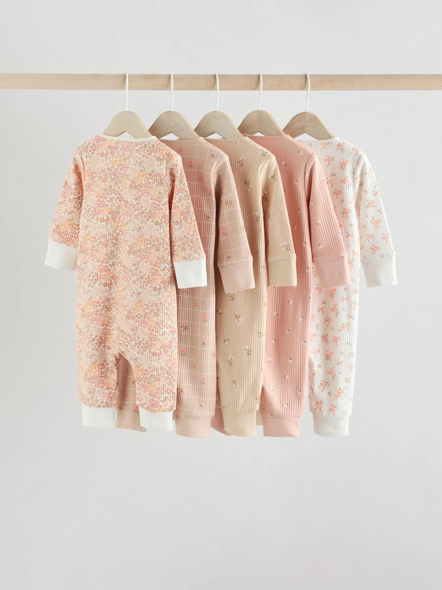 NEXT Bambina Confezione da 5 Tutine per Neonati con Zip bidirezionale