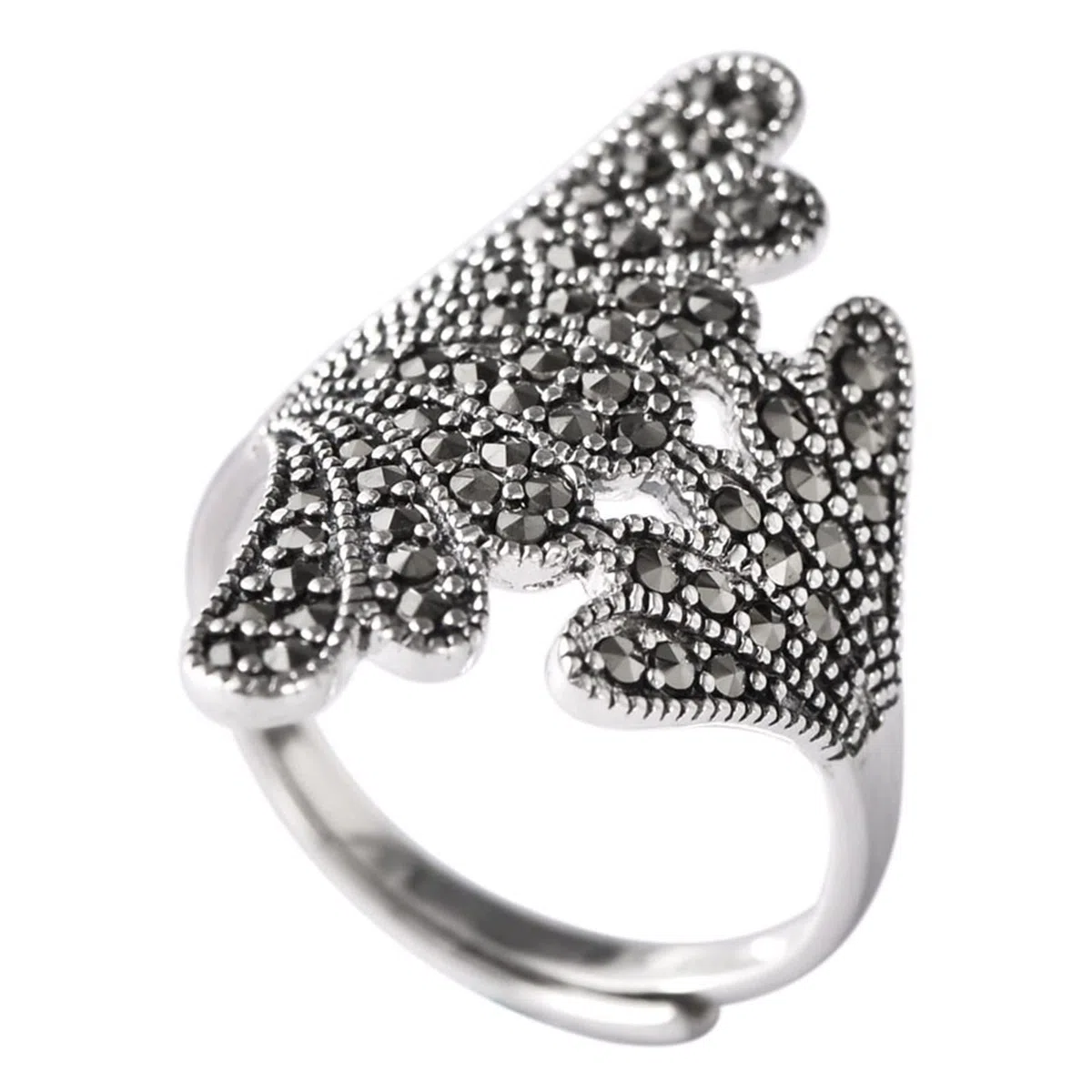 Anello vintage da donna, in argento 925, anello da donna, regolabile, coda di pesce, vintage, regolabile, anello di fidanzamento, donna, regalo di compleanno, Réglable, Strass
