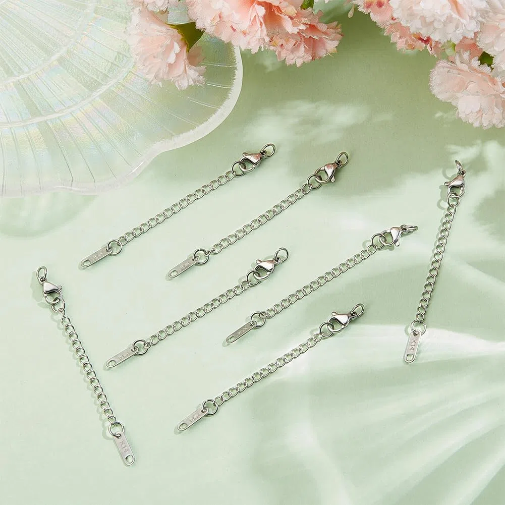 UNICRAFTALE 40Pz Estensore A Catena in Acciaio Inox 64~80mm Collana Bracciale Estensore A Catena Cavigliera Ciondolo Estensori A Catena Prolunga per Catena con Charms per La Produzione di Gioielli