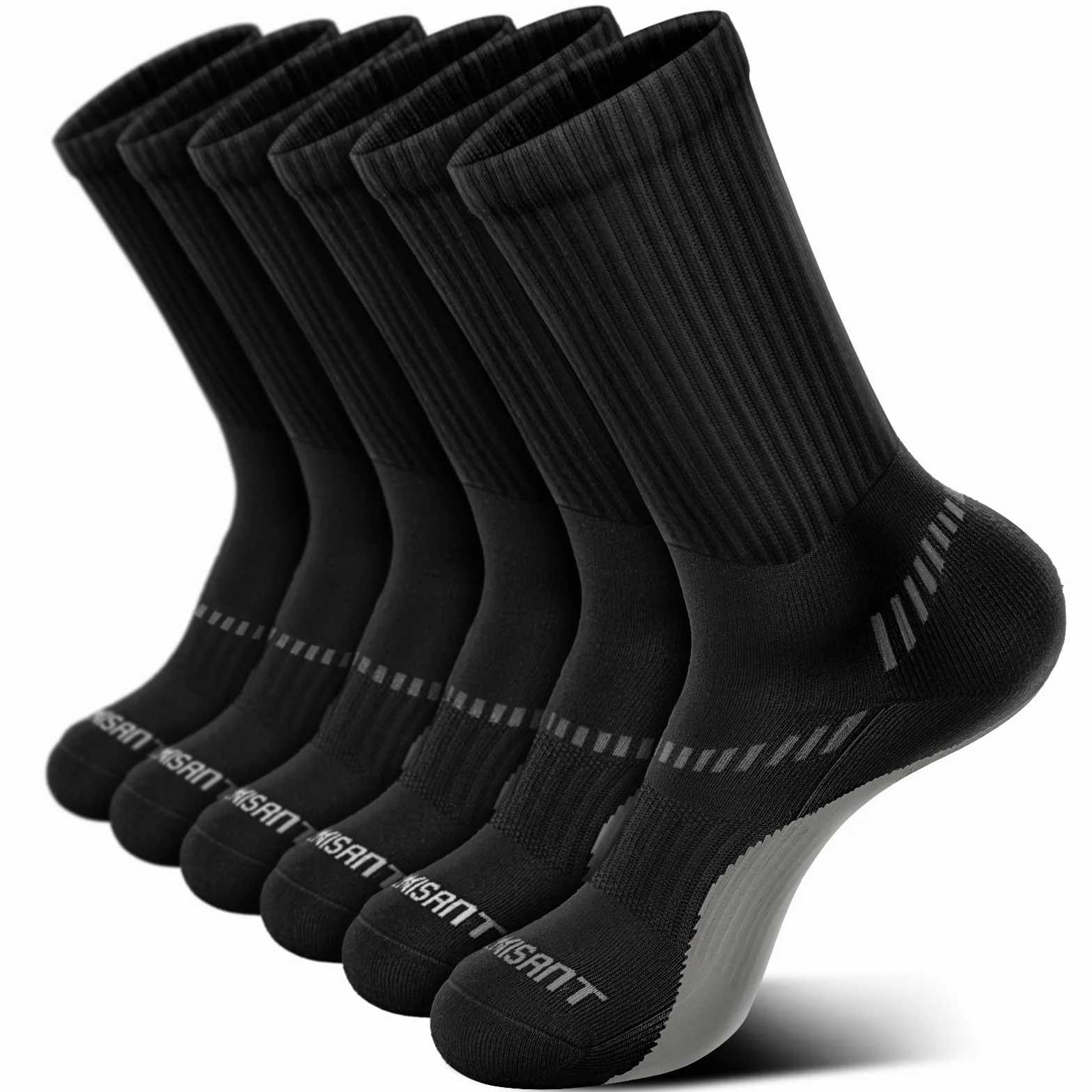 BULLIANT Calzini Calcio 6 Paia, Calzini Uomo Sportivi Compressione Antiscivolo Corsa Calze,Suola Completamente