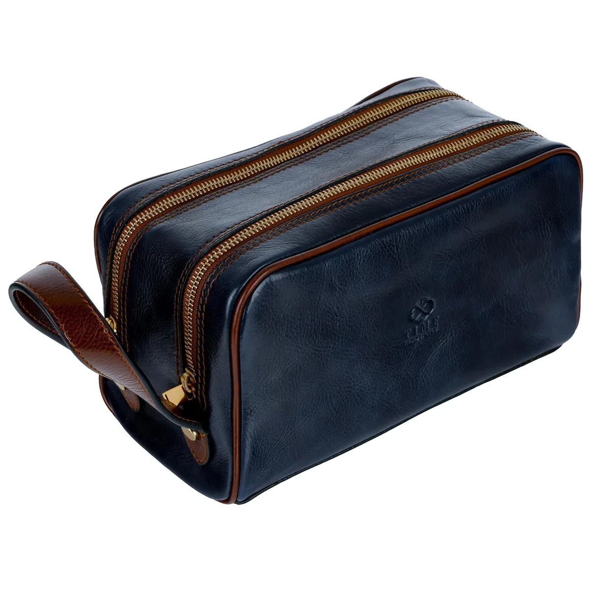 Beauty Case Uomo Pelle Realizzato in Italia da Esperti Artigiani – Beauty da Viaggio con 2 Scomparti, Tasche Interne ed Esterne – Borsa da Toilette da Viaggio – Time Resistance
