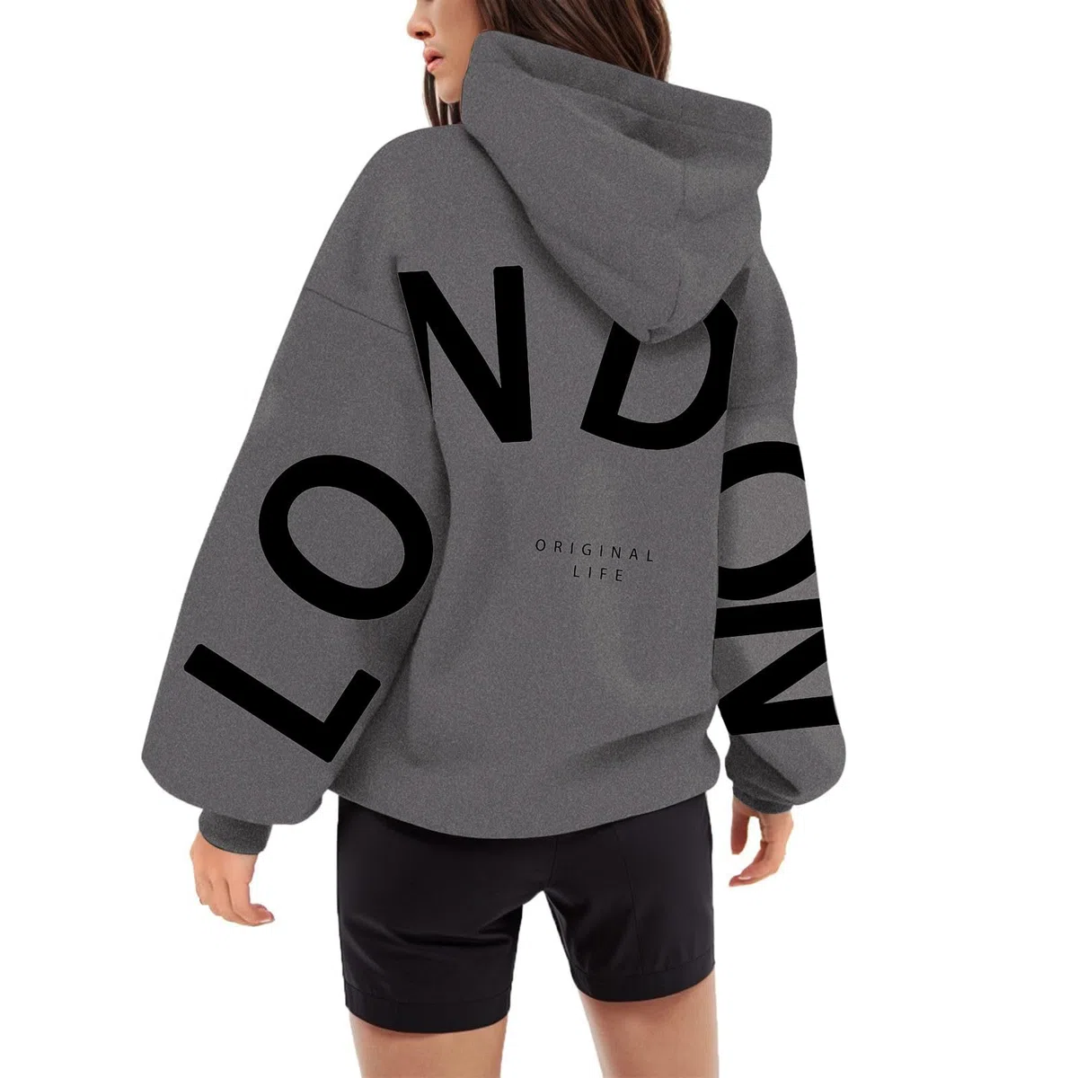 Felpa con cappuccio da donna, oversize, con stampa, stampa blakely, casual, autunno, inverno, felpa con cappuccio, a maniche lunghe, con cappuccio